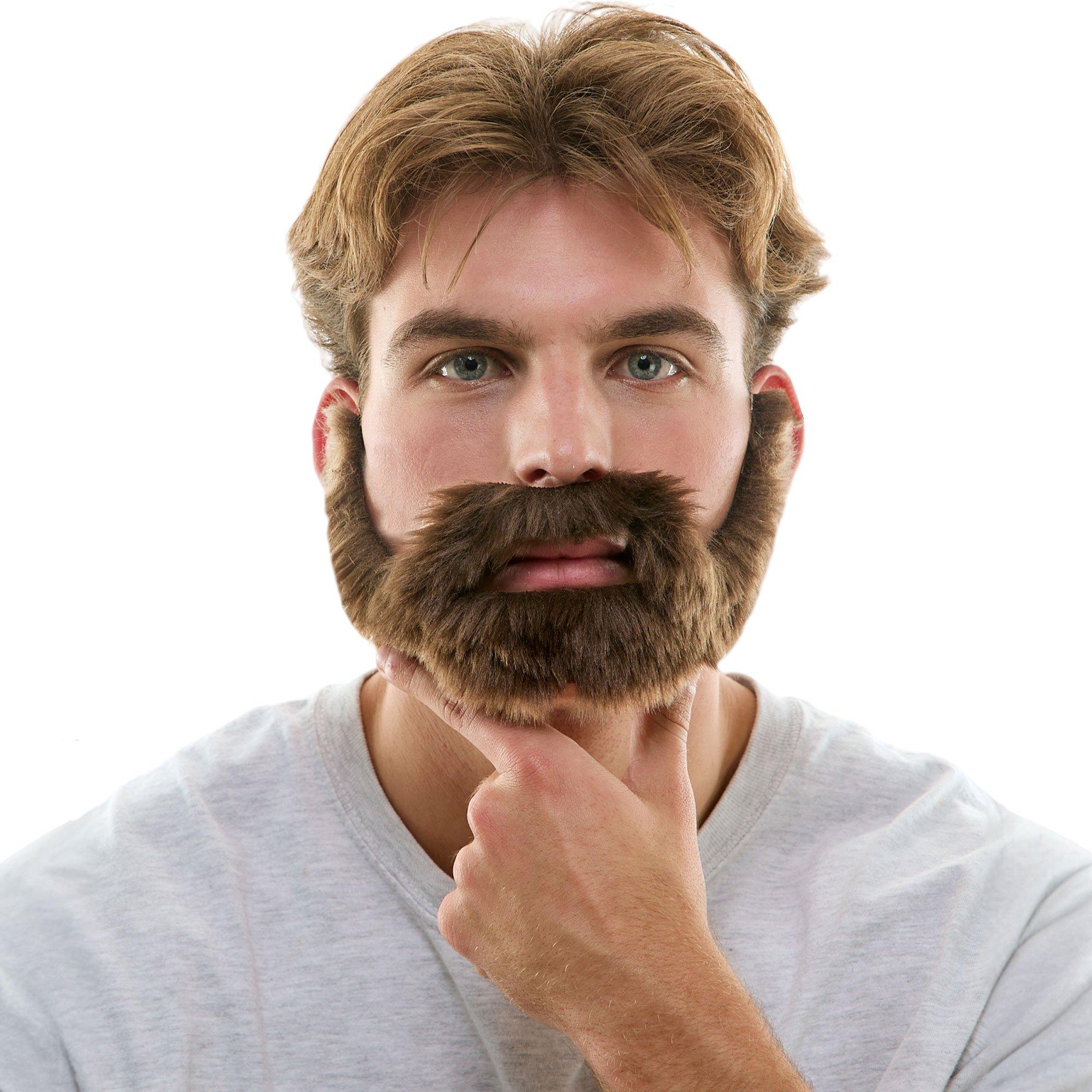 Brown Beard & Mustache Facial Hair Set