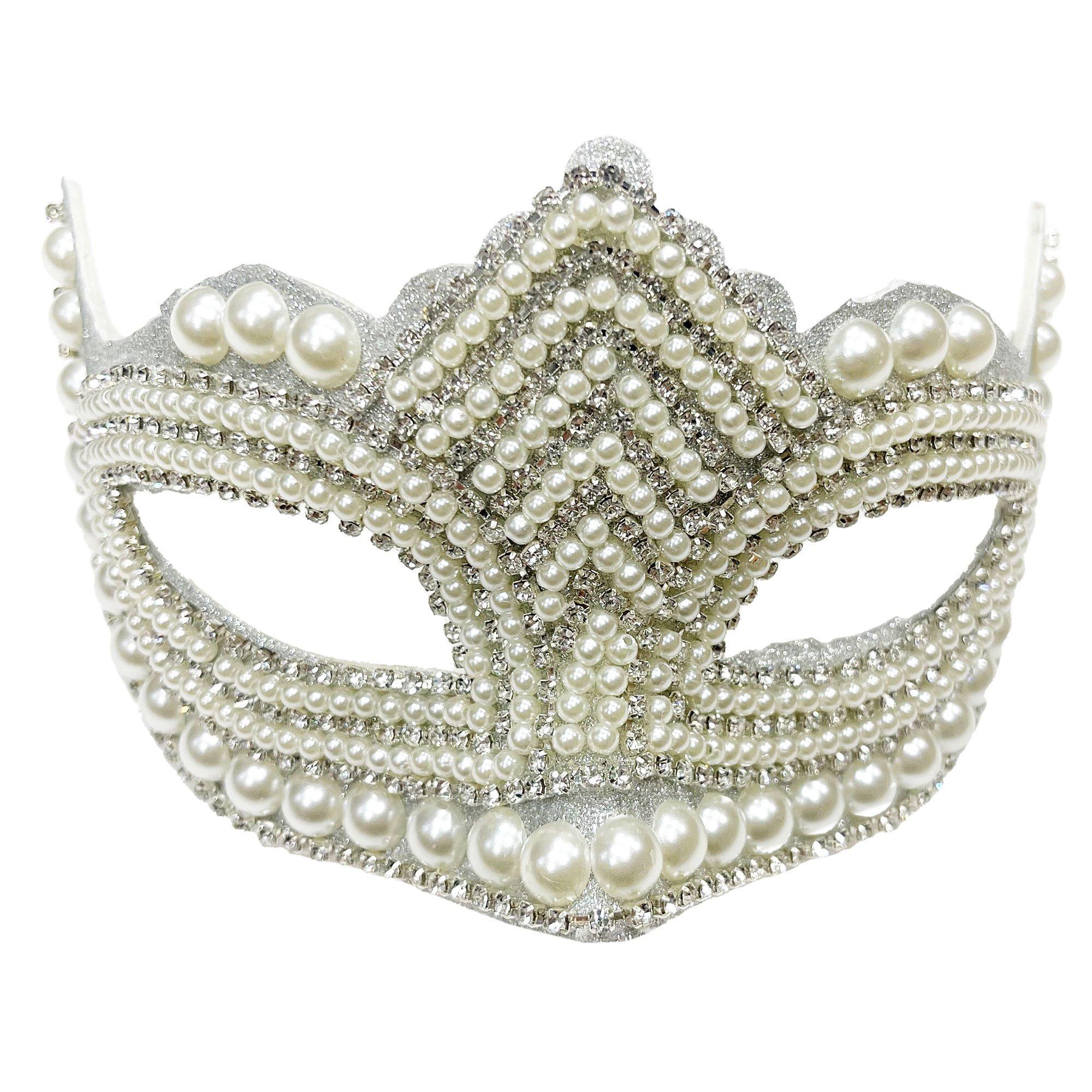 Adult Rhinestone & Pearl Masquerade Mask