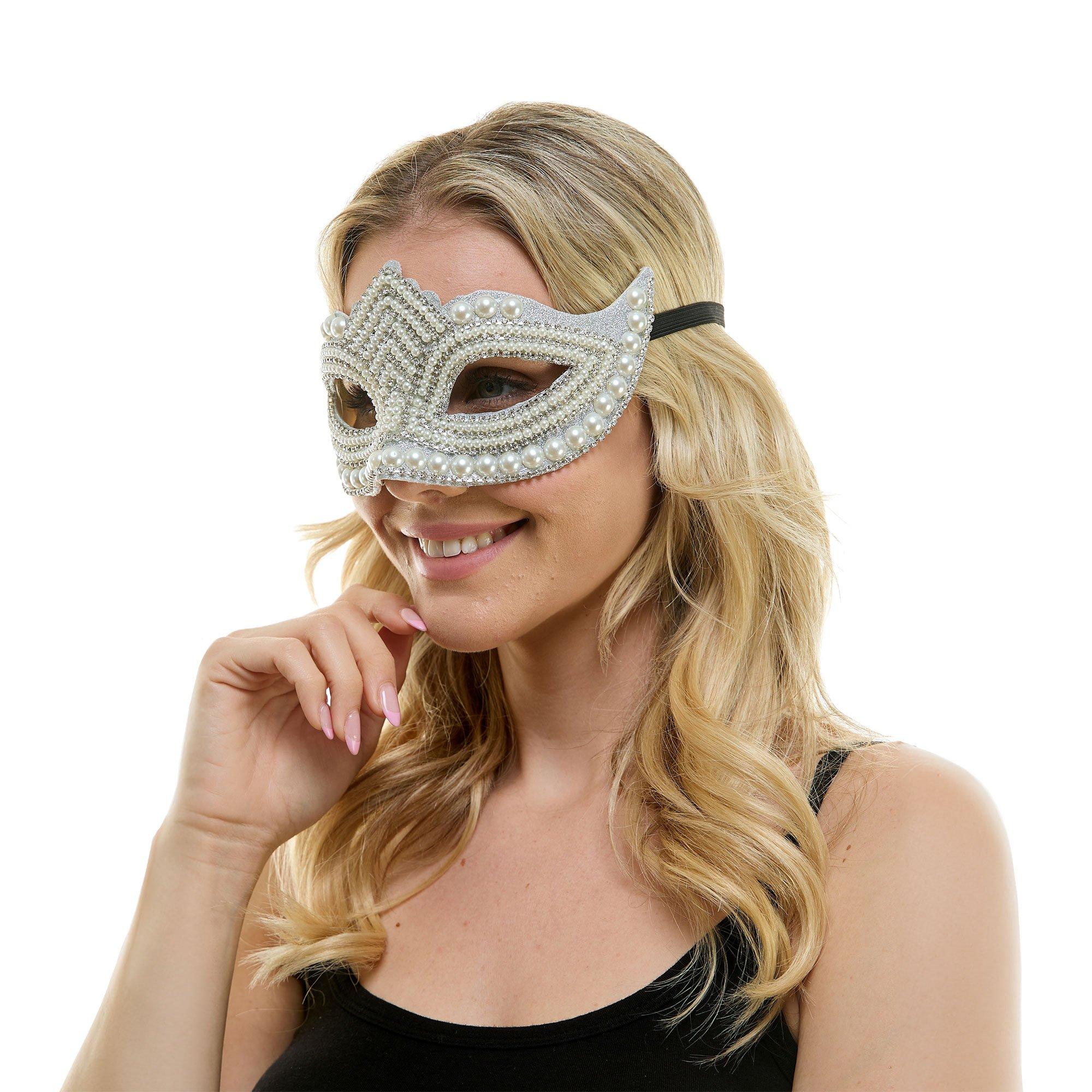 Adult Rhinestone & Pearl Masquerade Mask