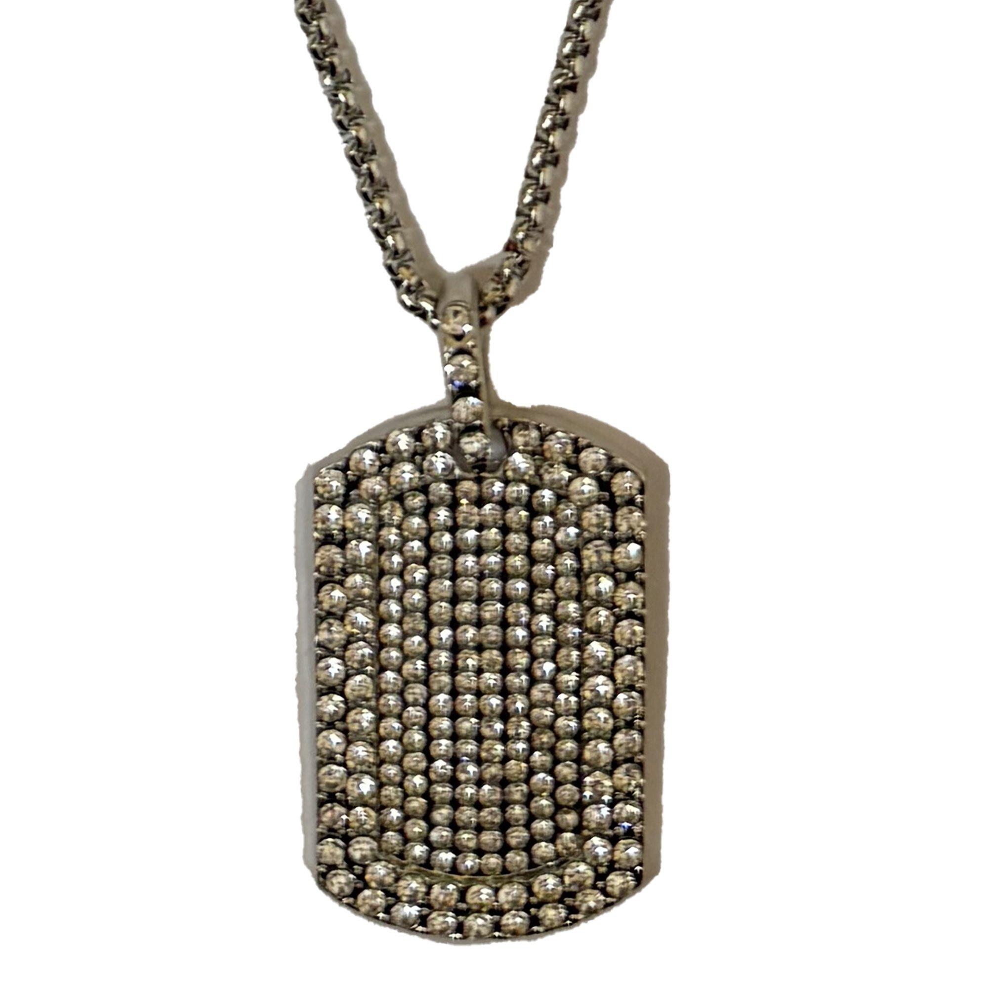 Rhinestone Dog Tag Necklace