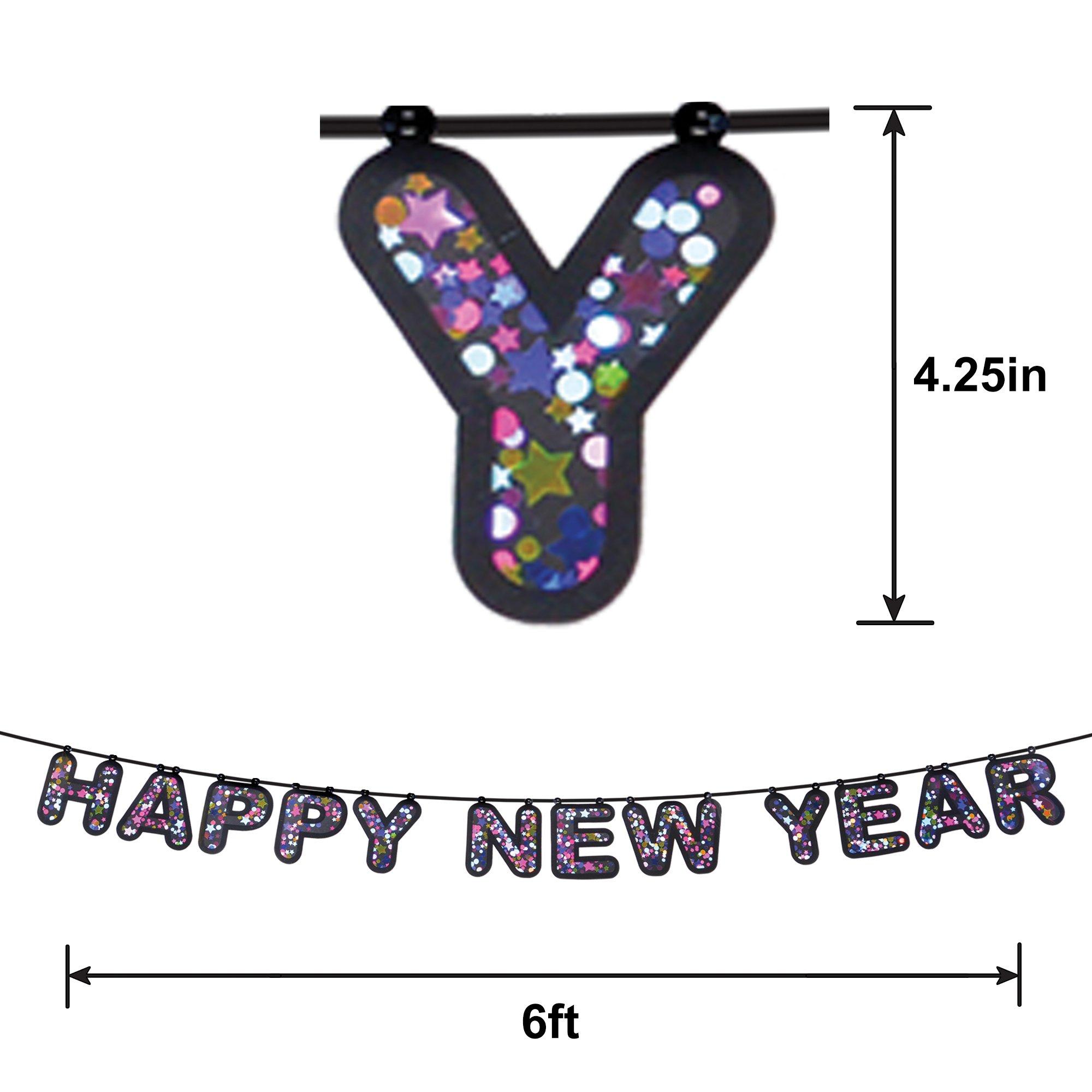 Starlight Happy New Year Confetti Letter Banner, 6ft