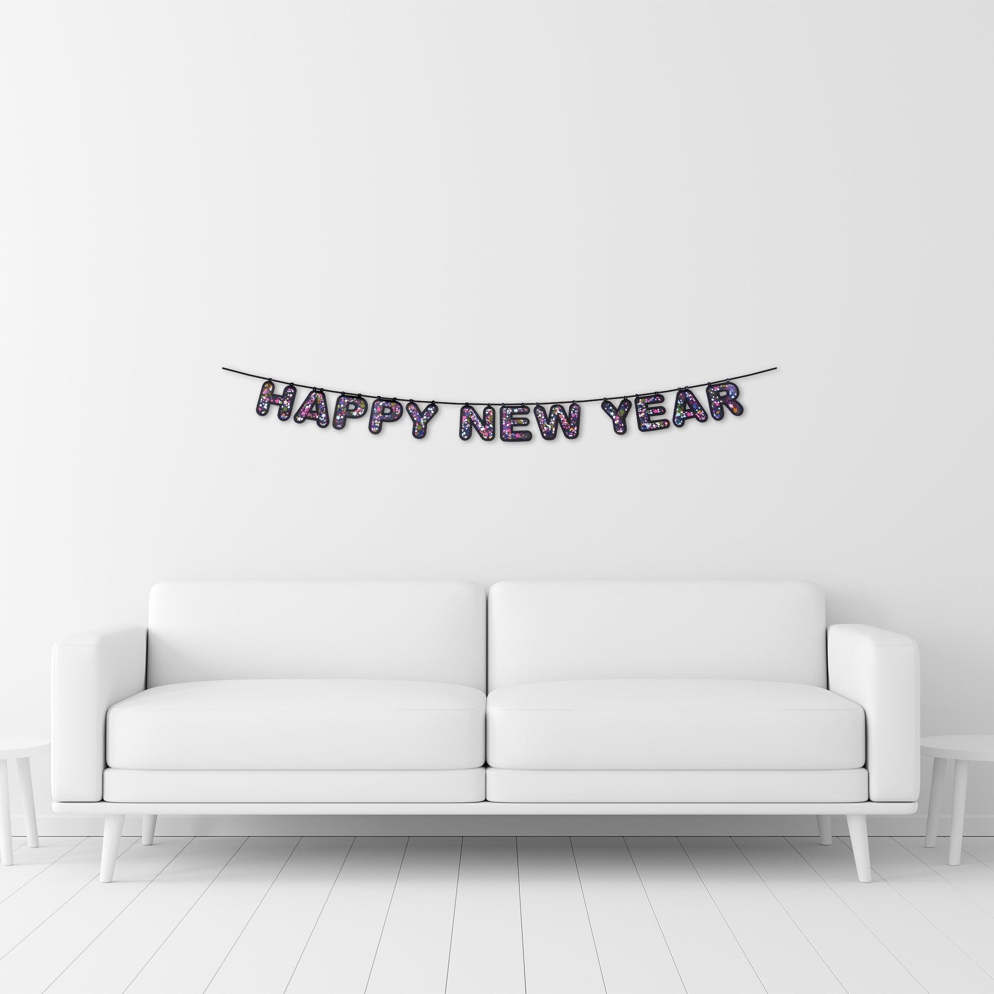 Starlight Happy New Year Confetti Letter Banner, 6ft