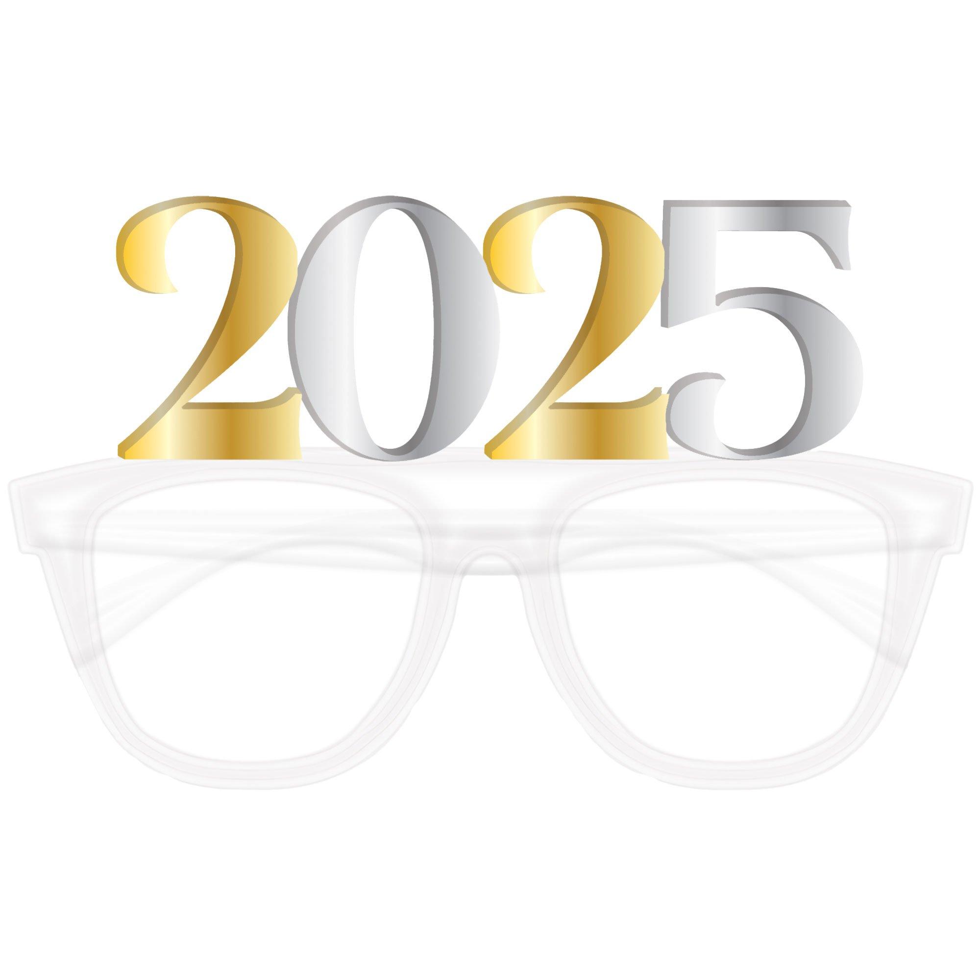 Gold 2025 Balloon Plastic Glasses