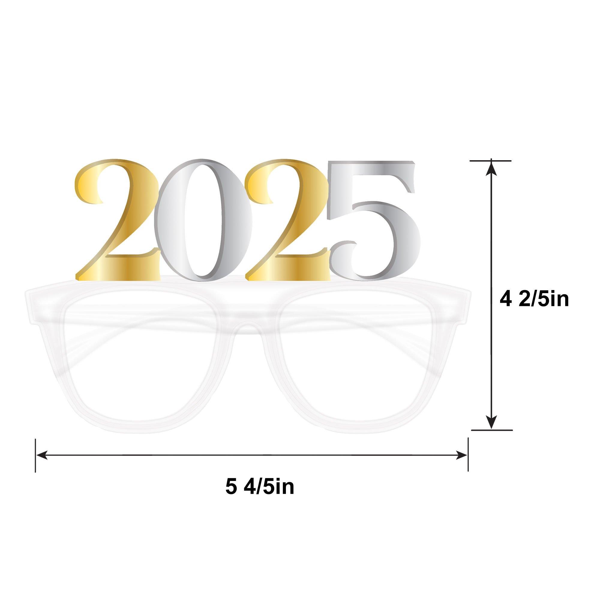 Gold 2025 Balloon Plastic Glasses