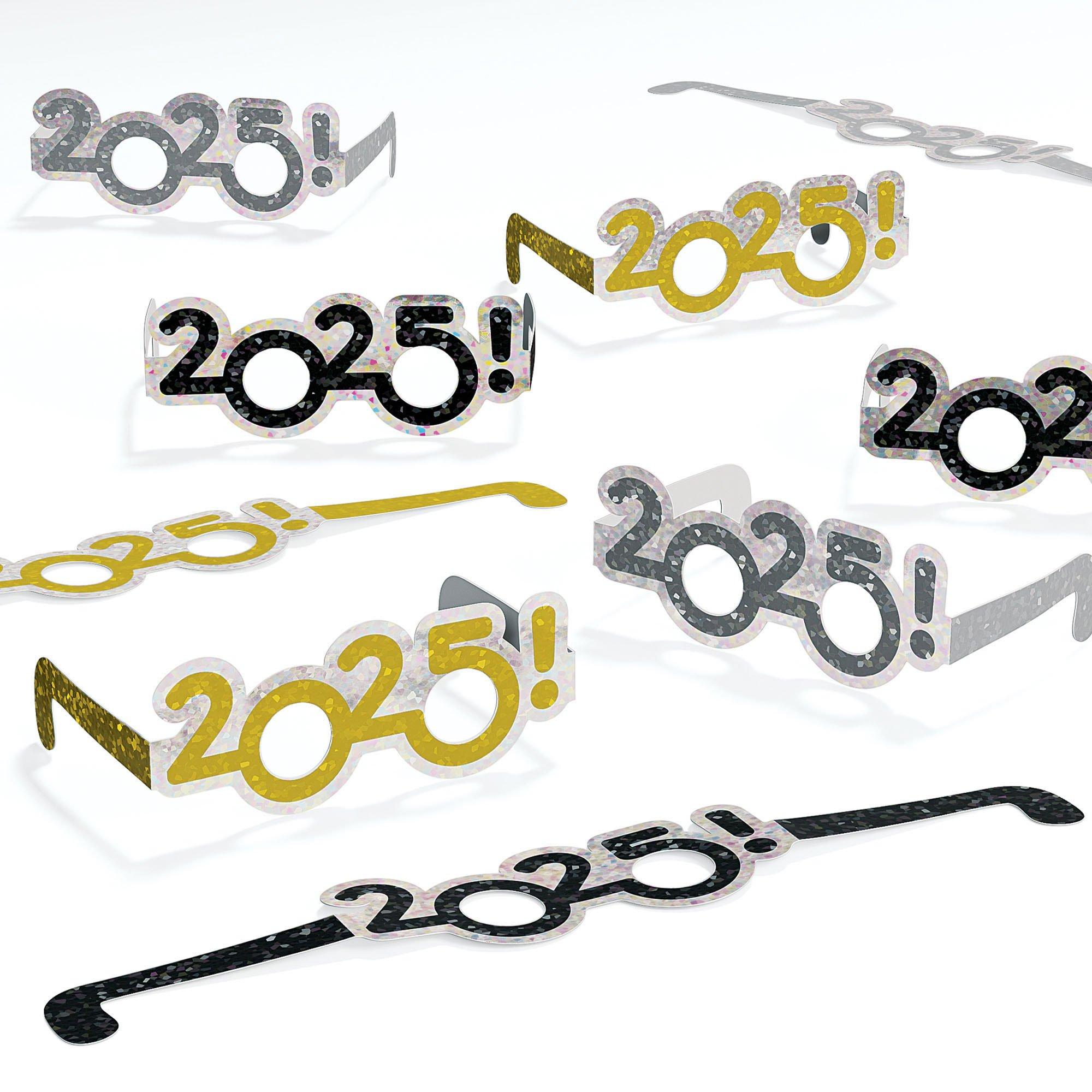 Prismatic Black, Silver & Gold 2025 Paper Glasses, 24ct