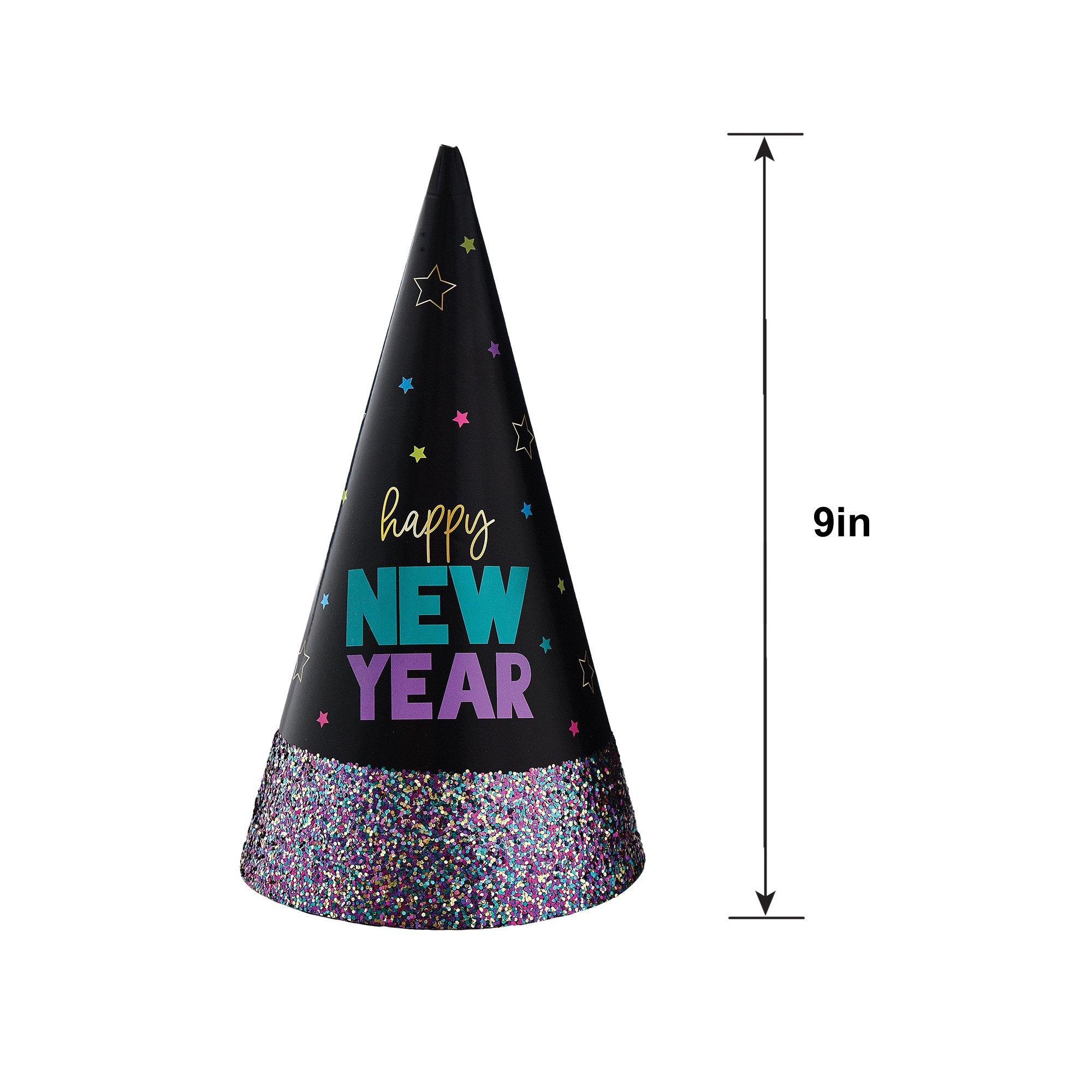 Starlight Glitter-Dipped New Year’s Eve Party Hat, 9in