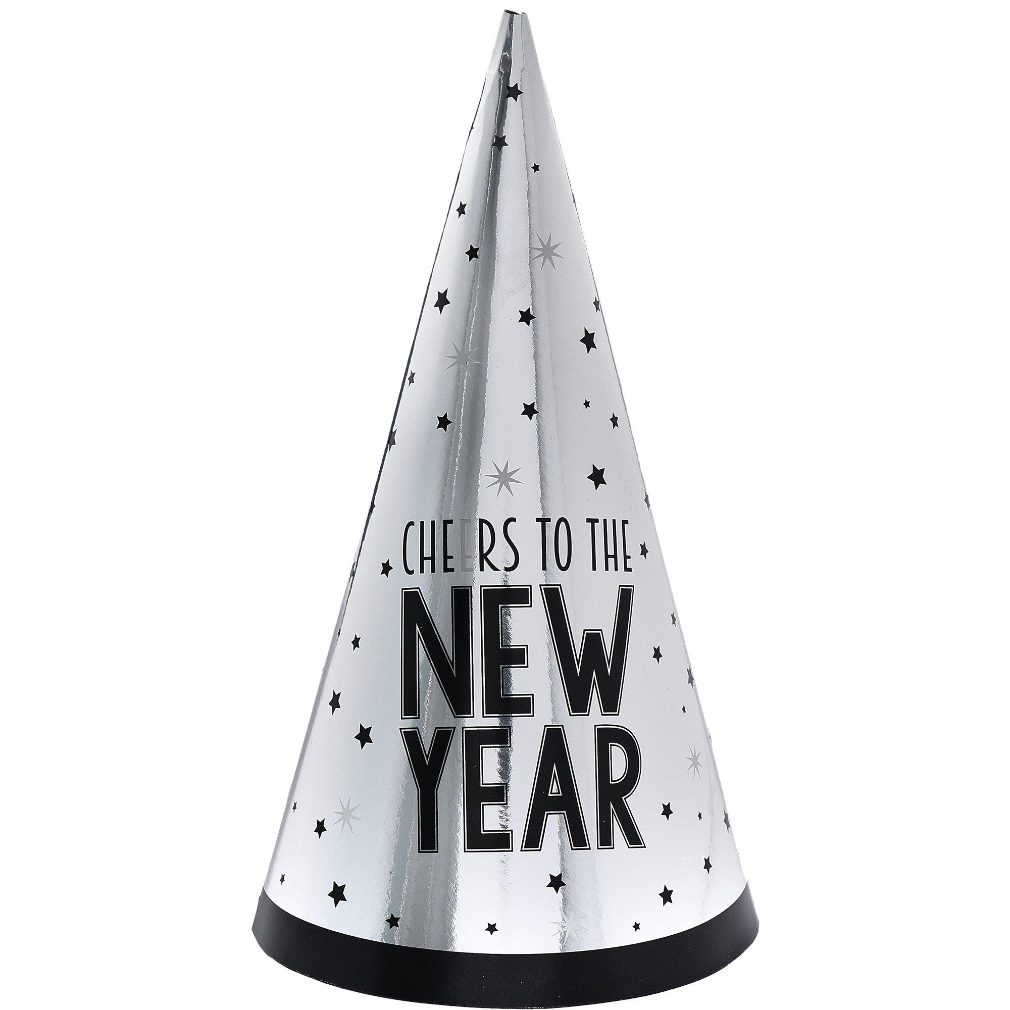 Silver Cheers to the New Year Party Hat, 9in