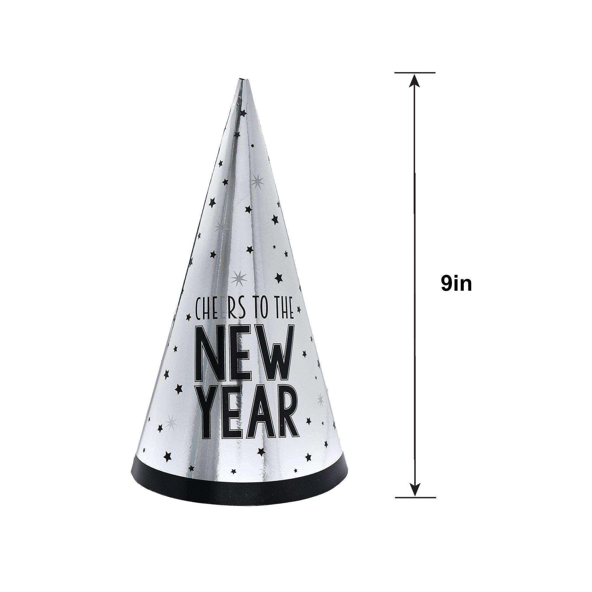 Silver Cheers to the New Year Party Hat, 9in