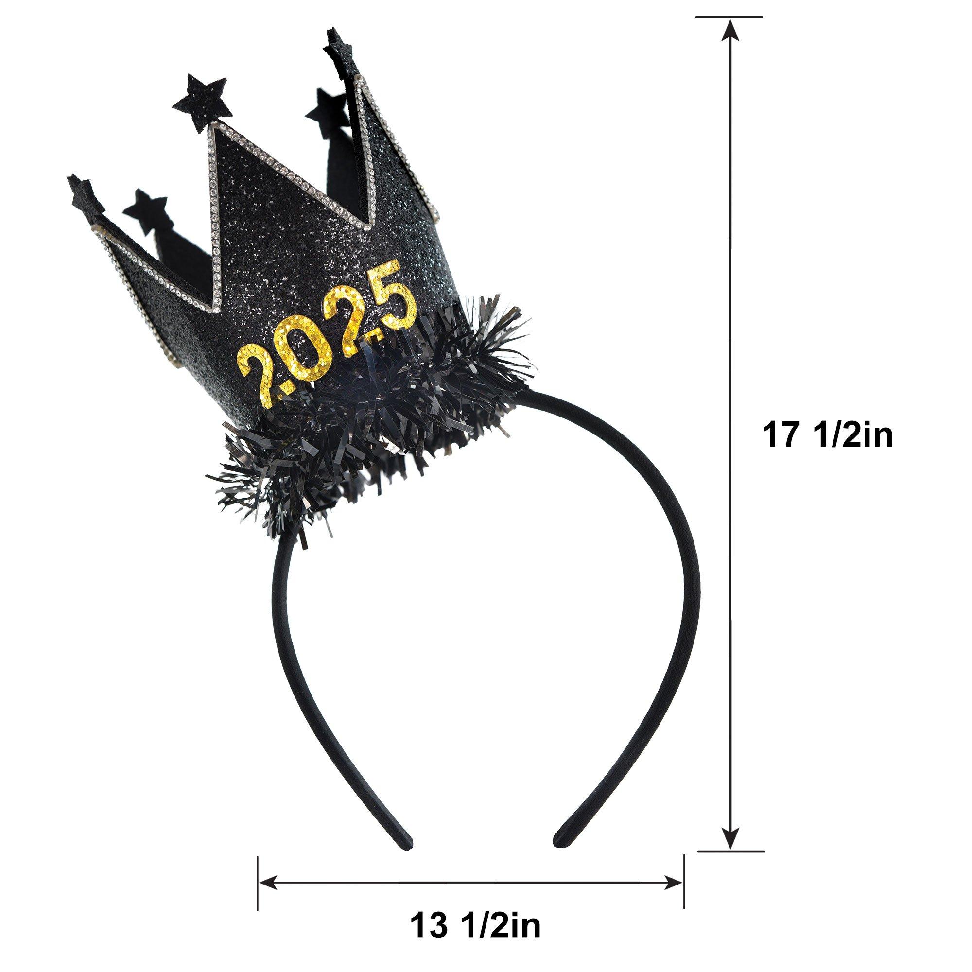 Glitter Black & Gold 2025 Crown Headband