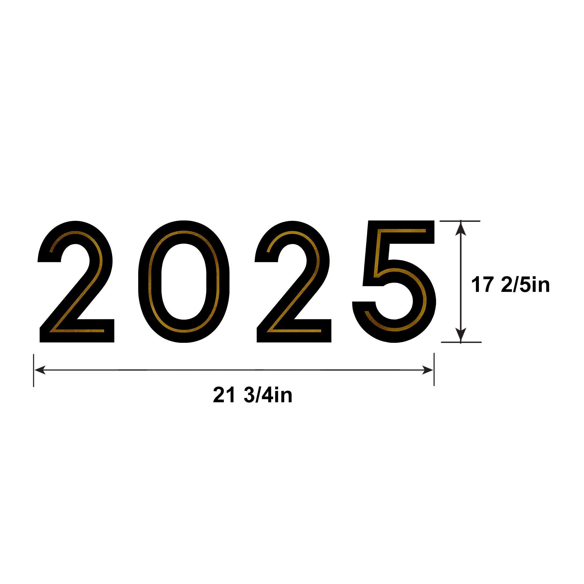 Black & Metallic Gold 2025 Cardstock Year Cutouts, 21.5in Numbers