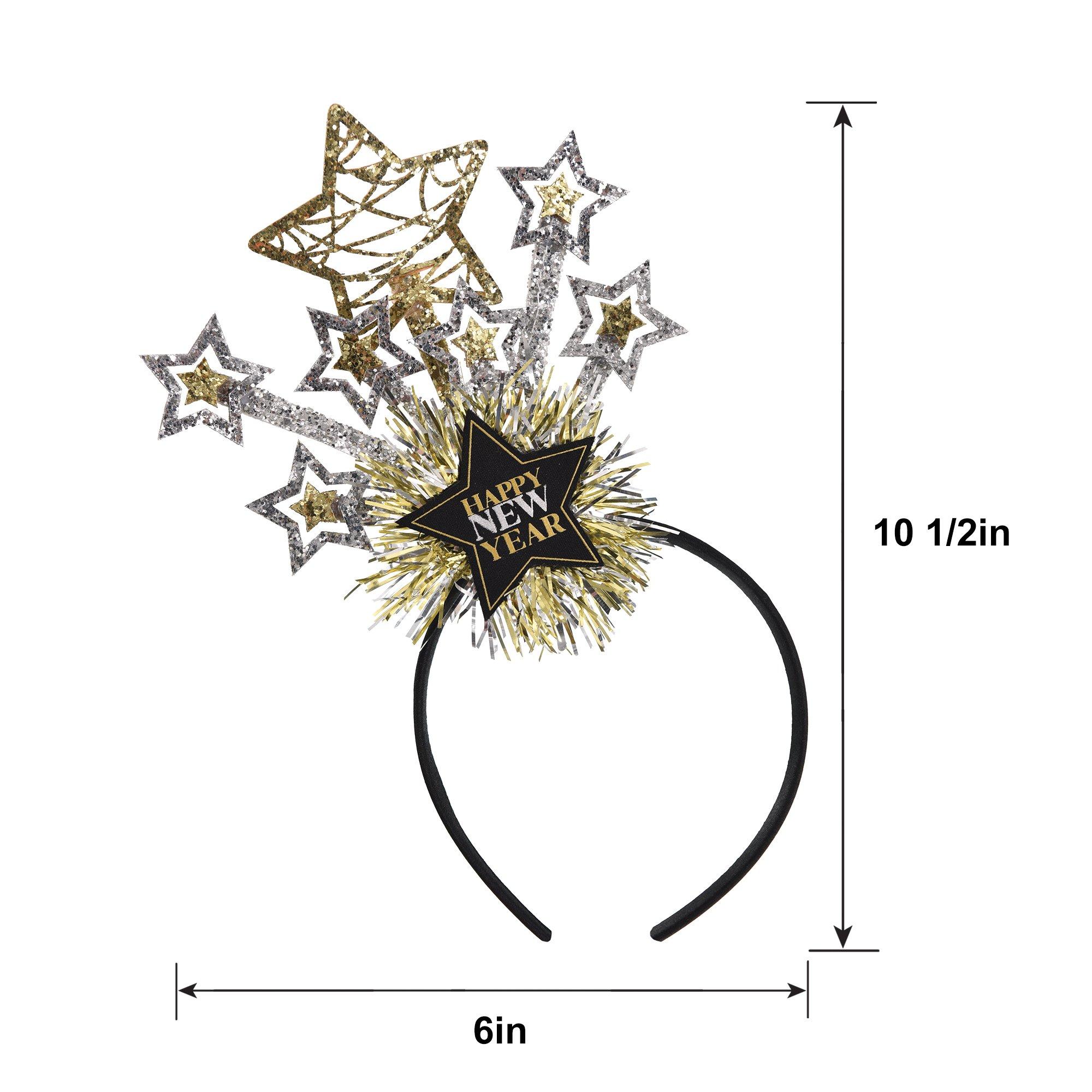 Black, Silver & Gold Starry Happy New Year Headband