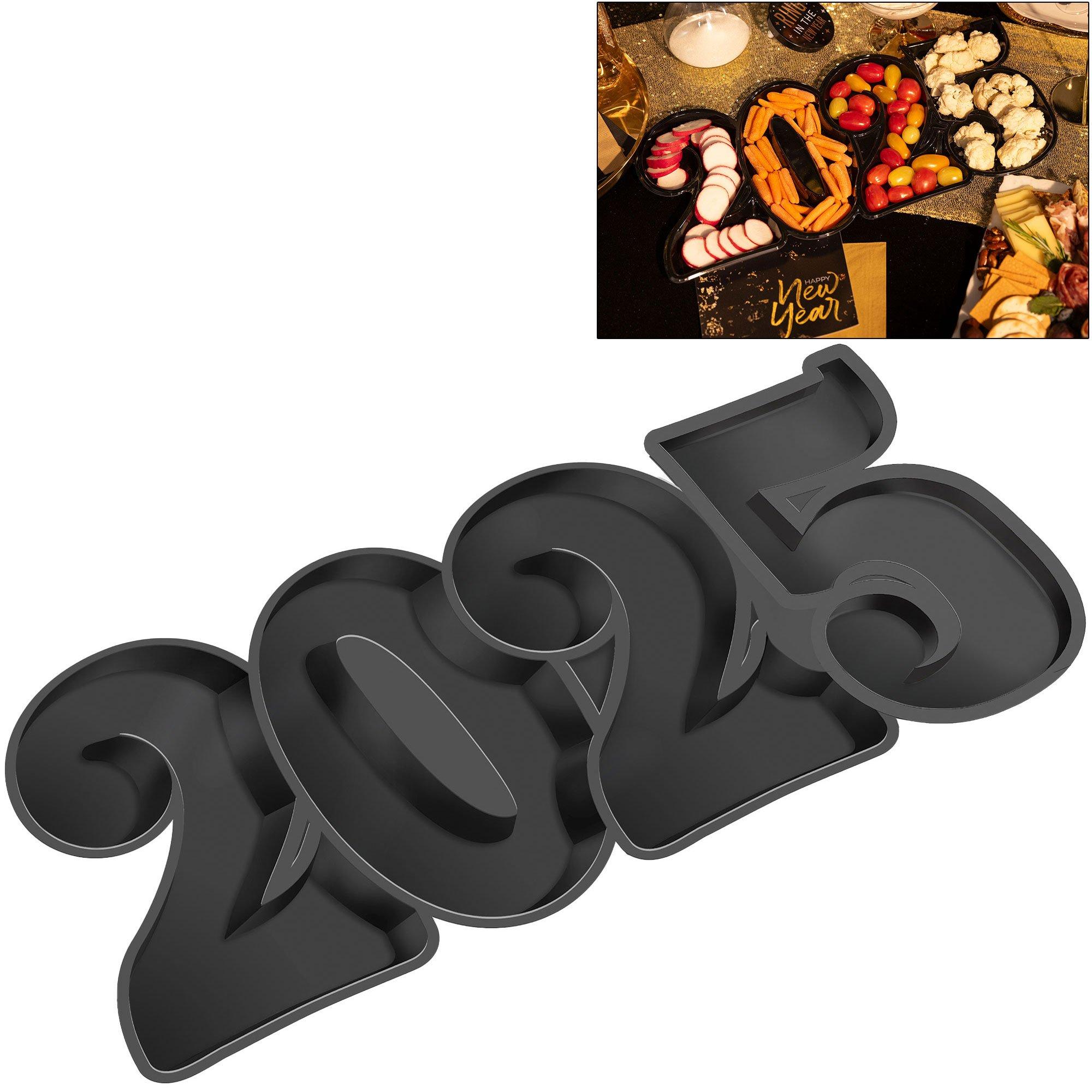 Black 2025 Plastic Serving Tray, 18.5in x 9.5in