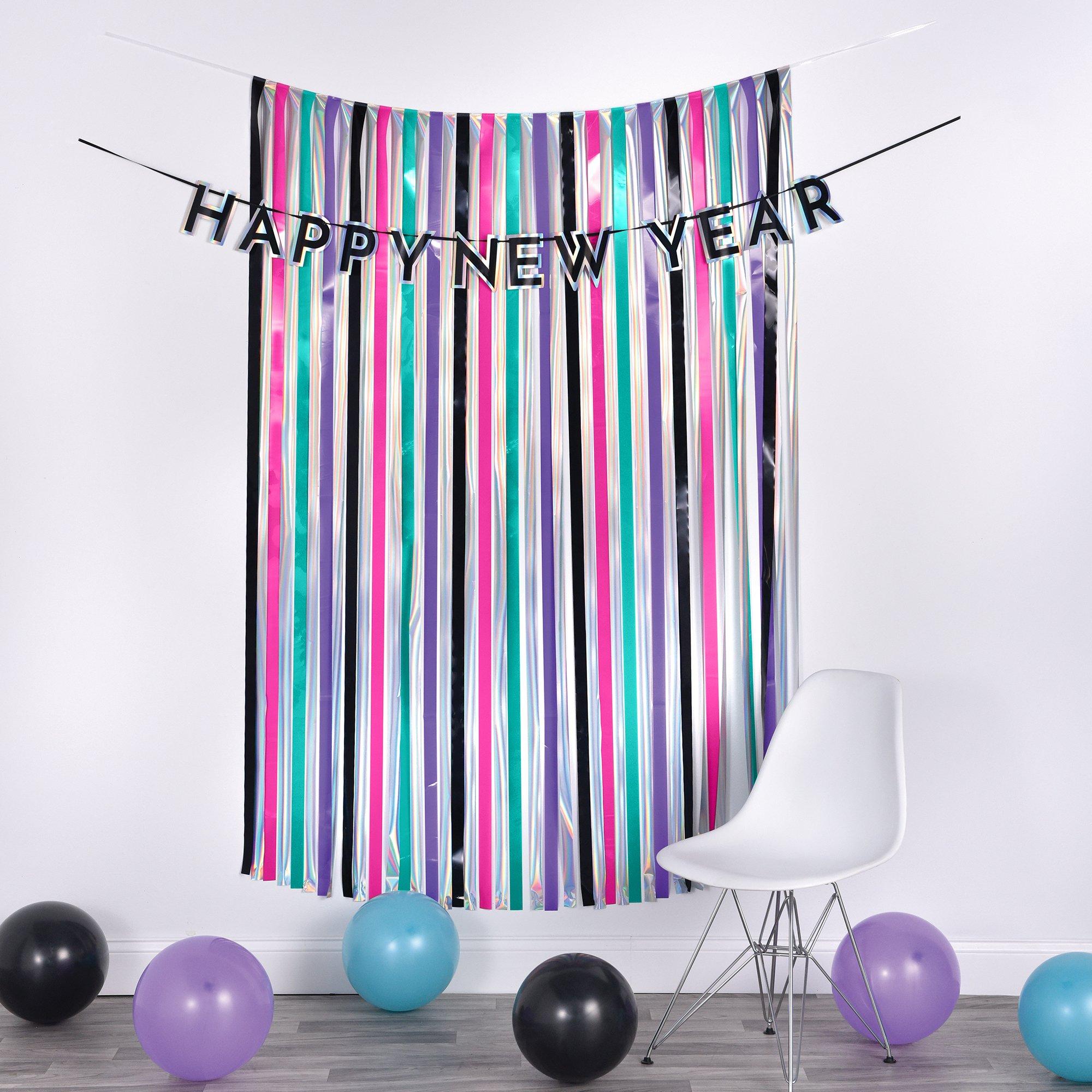 Starlight New Year’s Eve Fringe Curtain Backdrop Kit, 4ft x 6ft, 2pc