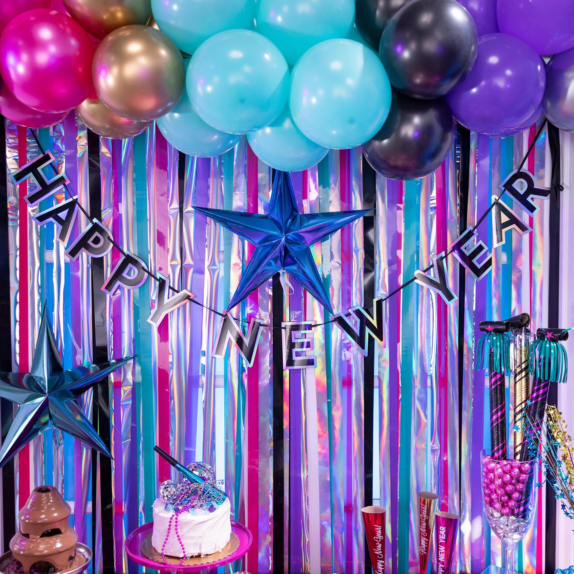 Starlight New Year’s Eve Fringe Curtain Backdrop Kit, 4ft x 6ft, 2pc