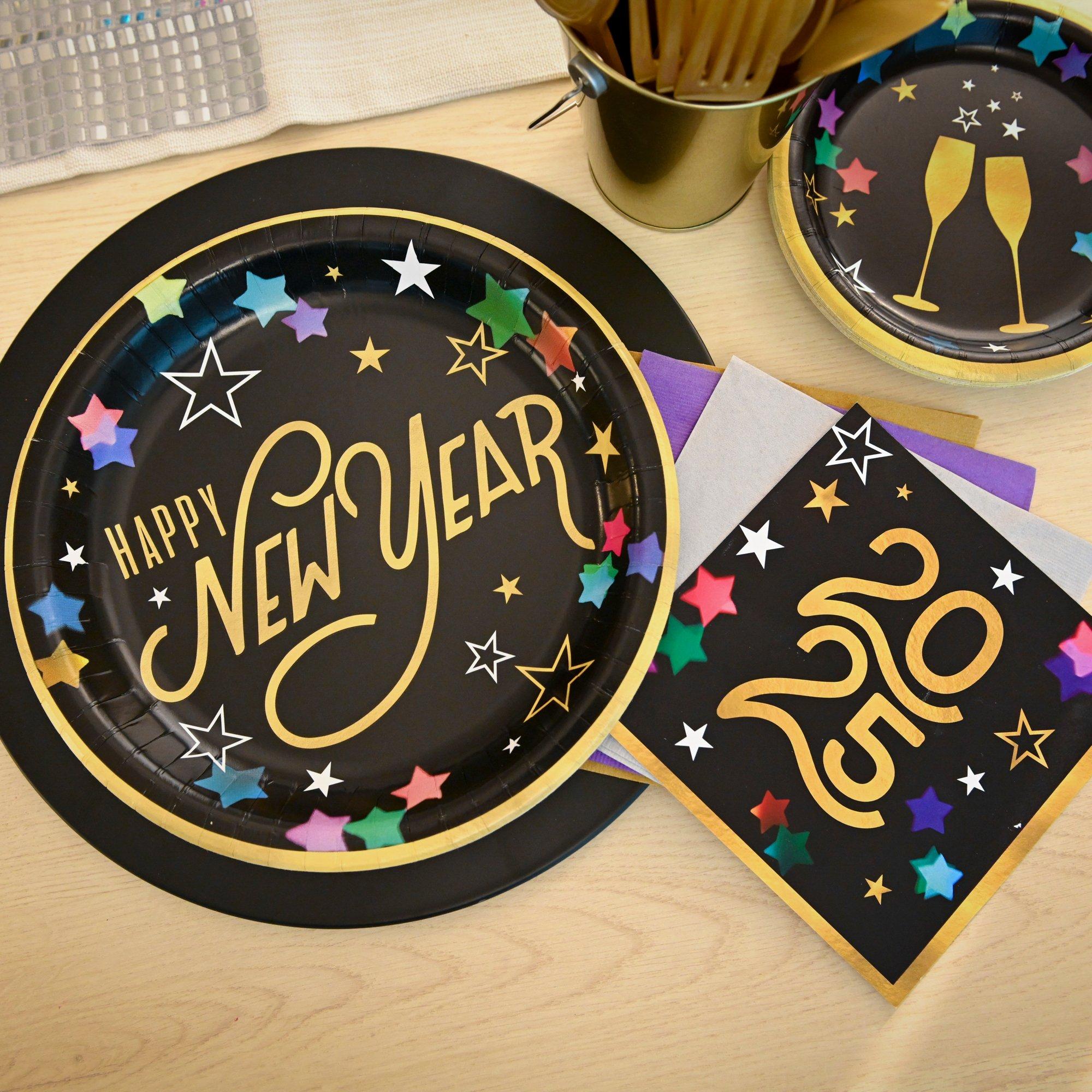 Starlight Happy New Year Paper Dinner Plates, 10in, 20ct