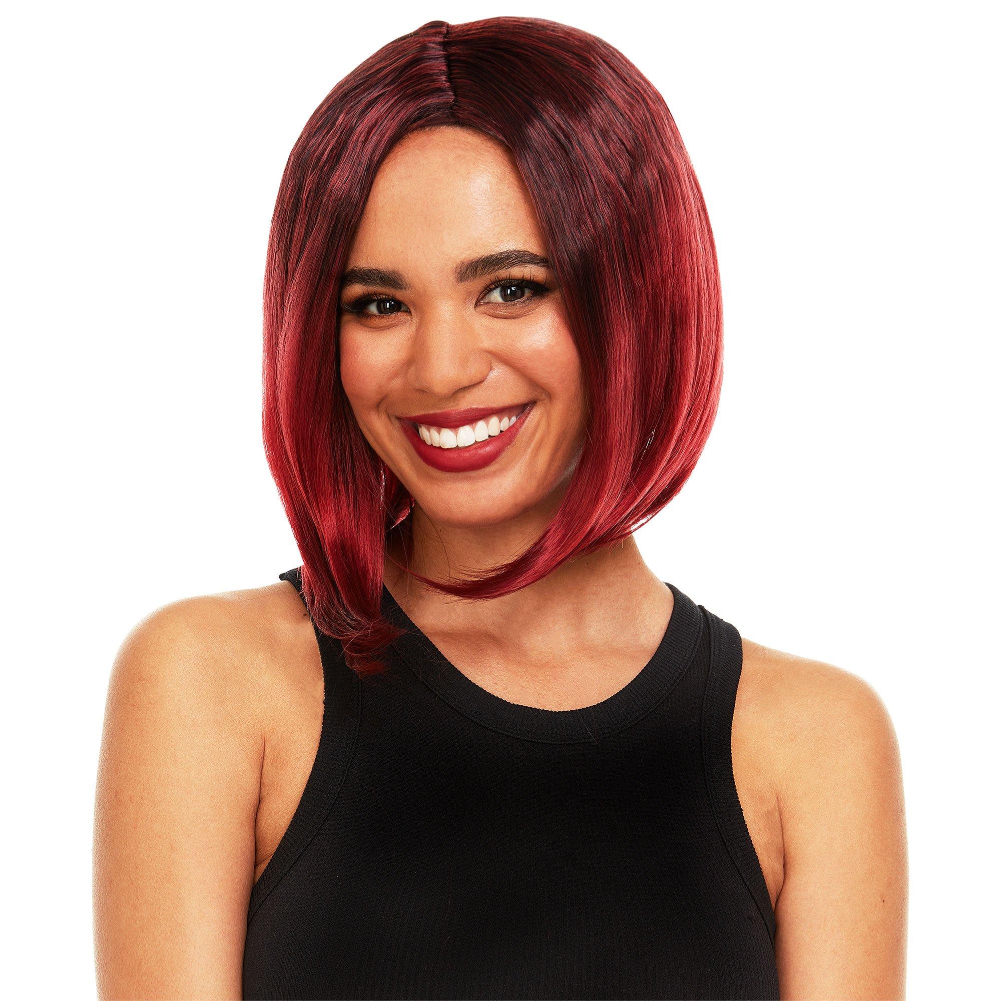 Adult Straight Black & Burgundy A-Line Bob Wig