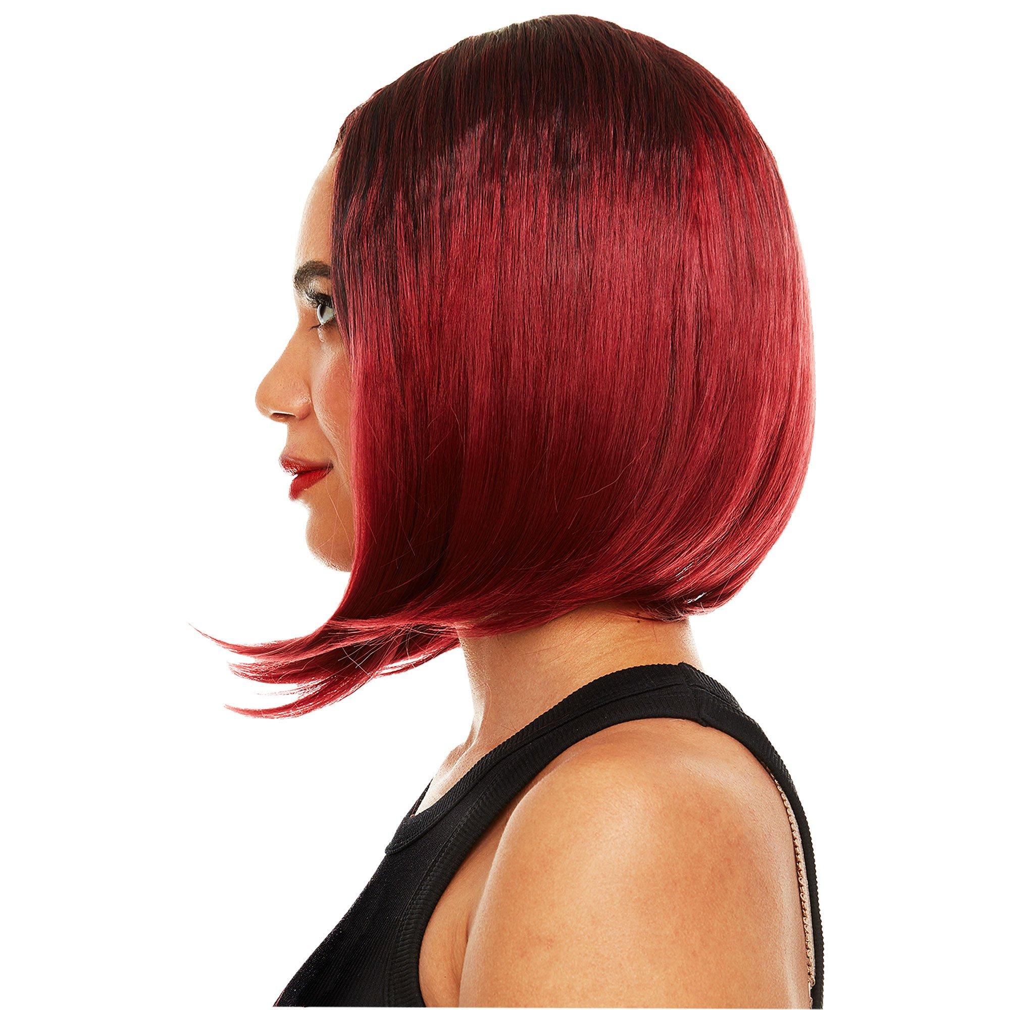 Adult Straight Black & Burgundy A-Line Bob Wig