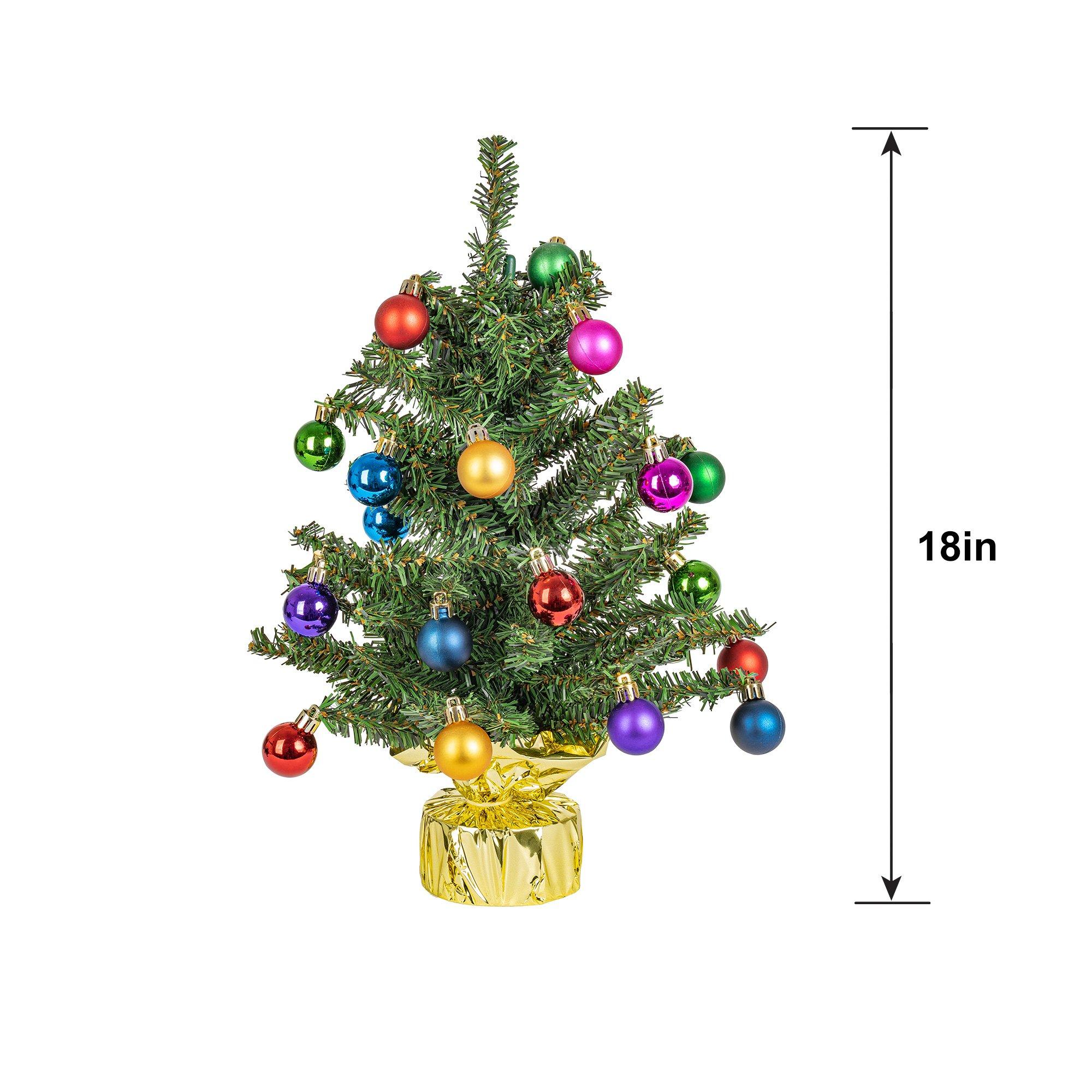 Faux Christmas Tree with Colorful Ornaments, 18in