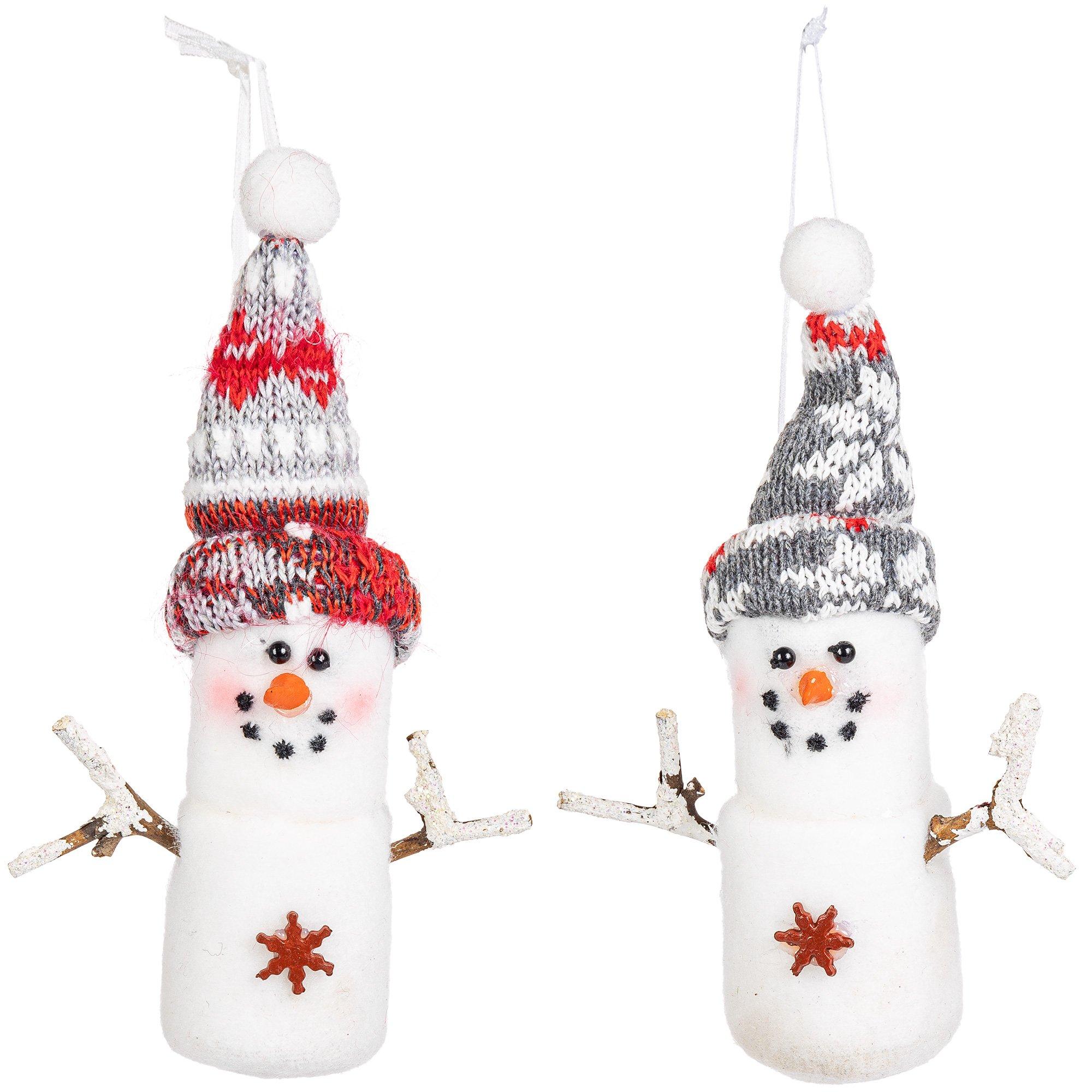 Plush Marshmallow Snowman Ornaments, 5.5in, 2ct 