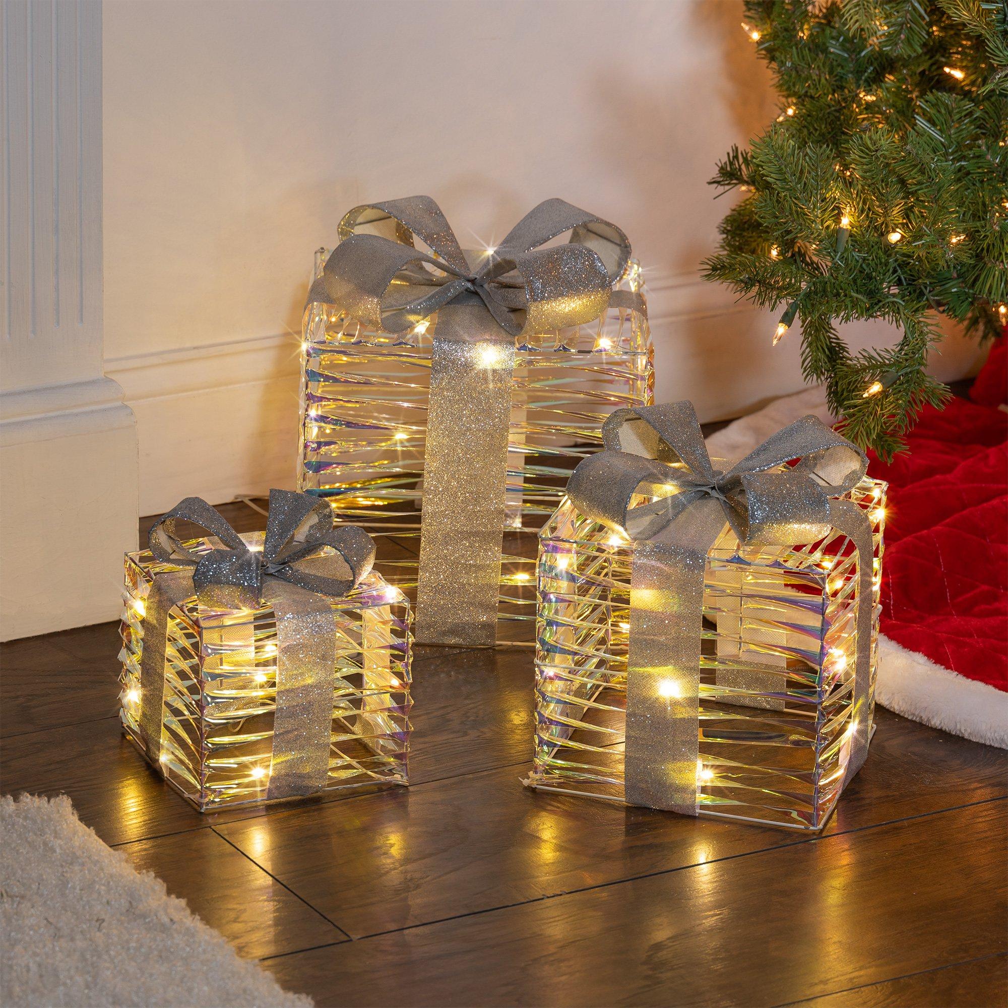 Light-Up LED Holiday Gift Boxes, 3pc