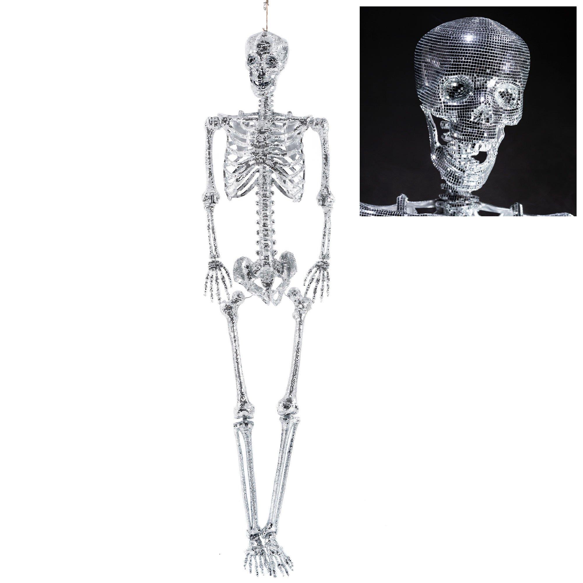 Shelley the Hanging Poseable Disco Mirror Skeleton, 6ft - Halloween Decoration