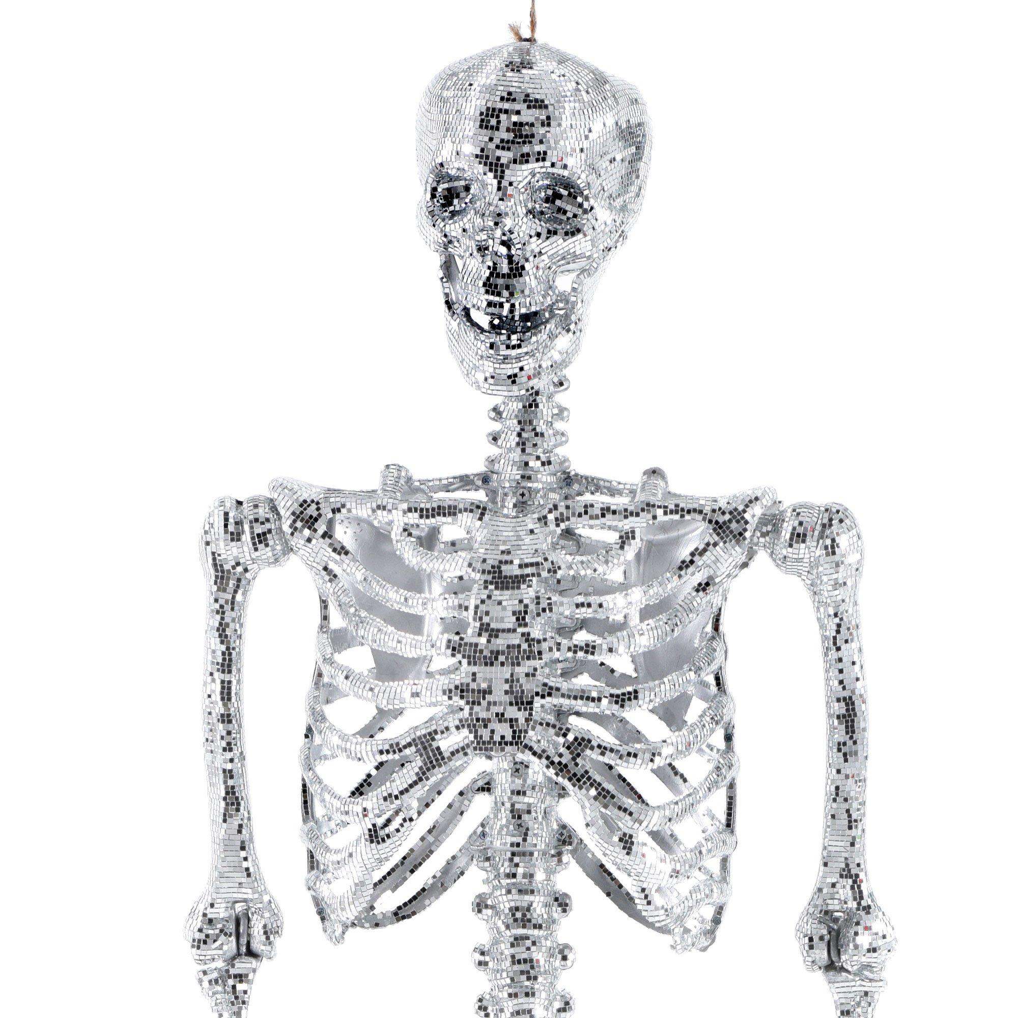 Shelley the Hanging Poseable Disco Mirror Skeleton, 6ft - Halloween Decoration