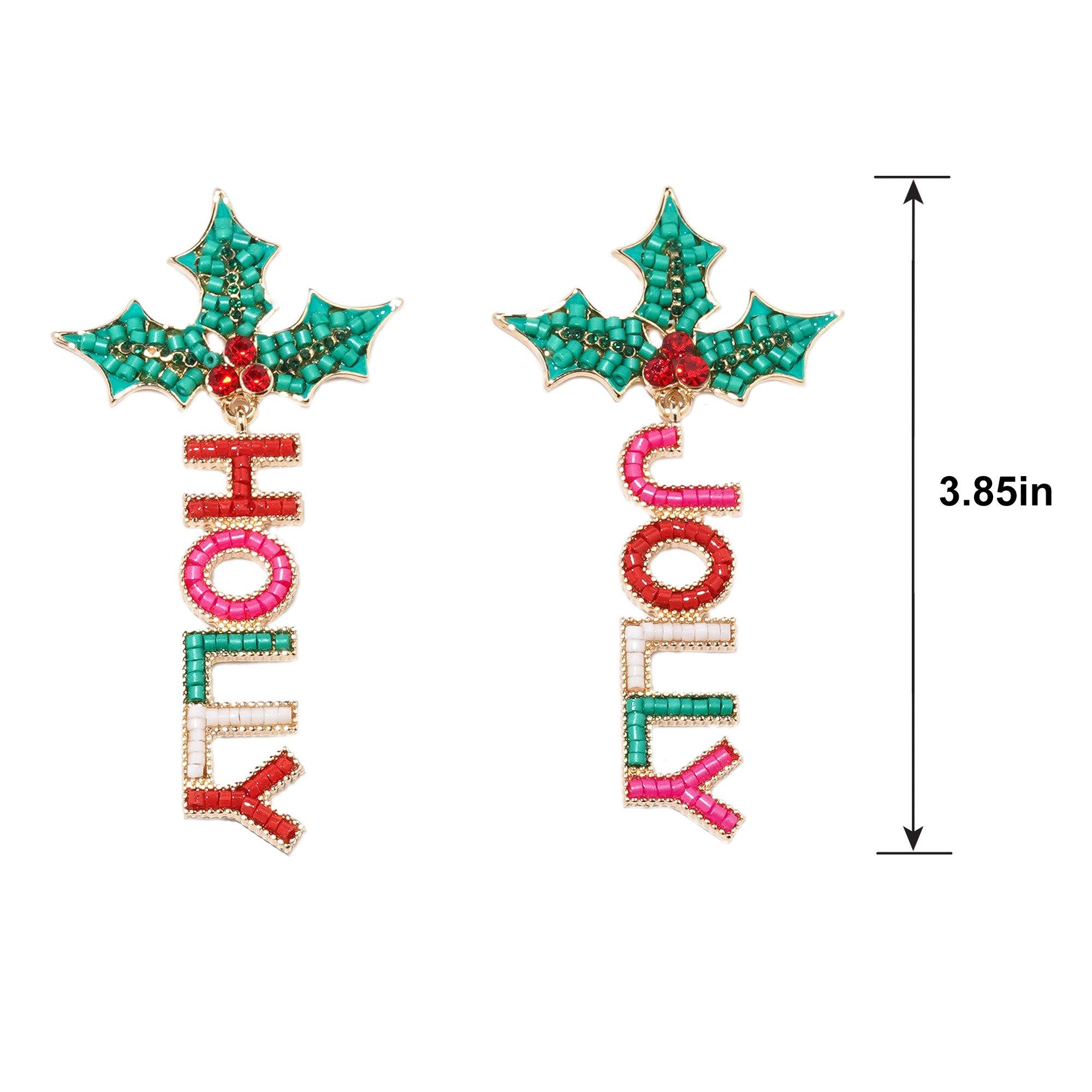 Holly Jolly Beaded Drop Earrings, 1 Pair