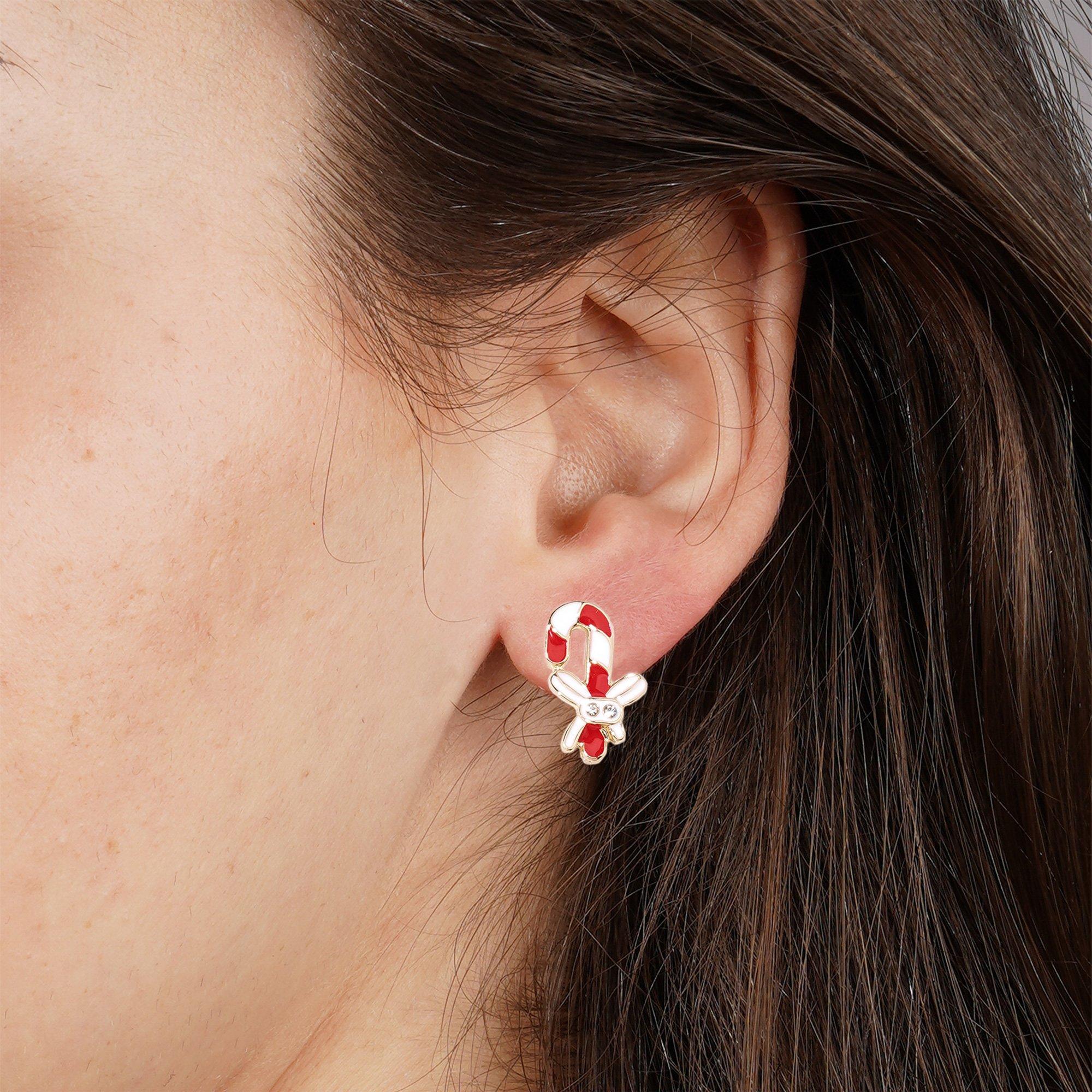 Holly, Candy Cane & Wreath Stud Earring Set, 3 Pairs