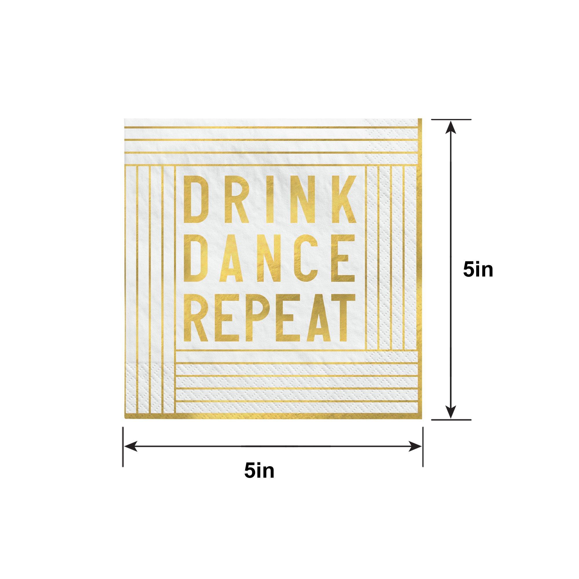 Drink Dance Repeat Beverage Napkins, 5in, 20ct