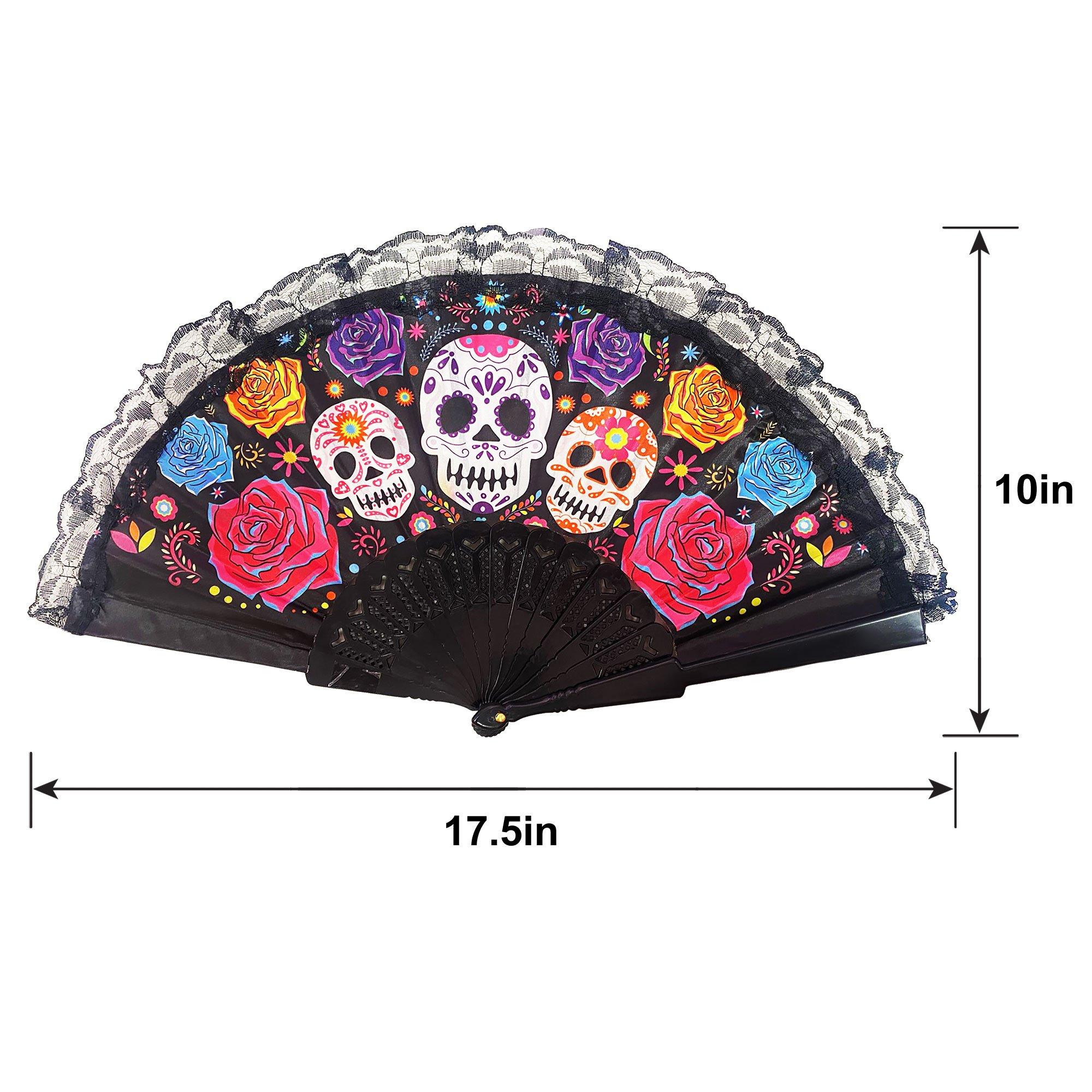 Day of the Dead Lace Folding Hand Fan