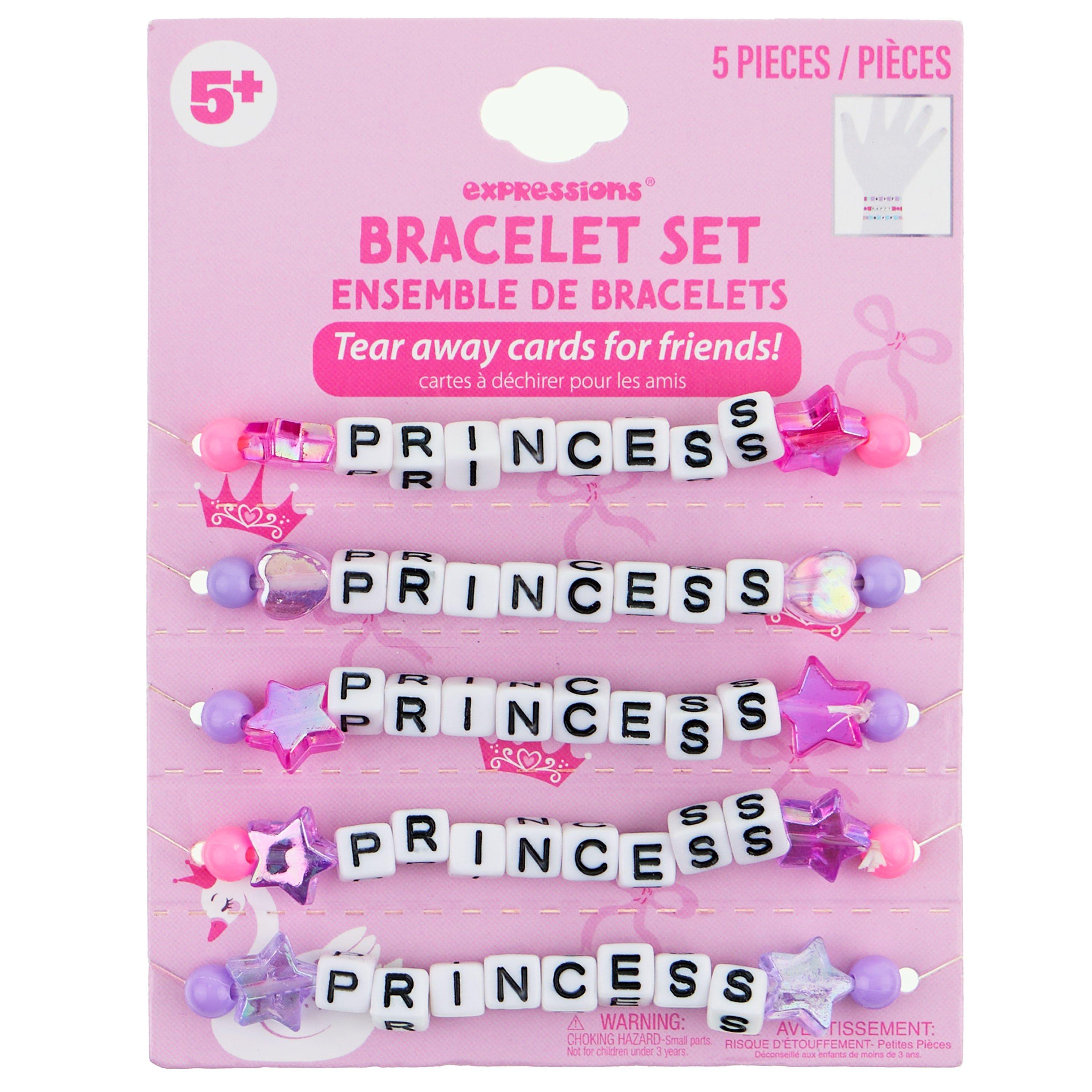 Princess Beaded Bracelets, 5pc