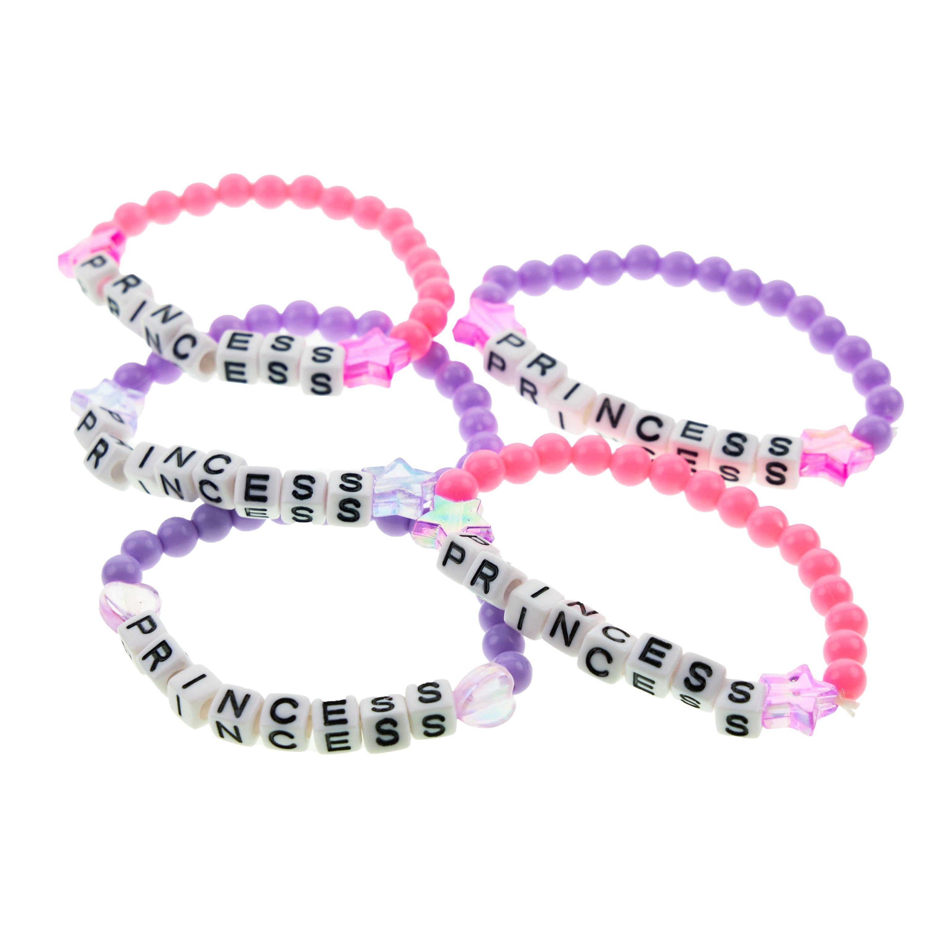 Princess Beaded Bracelets, 5pc