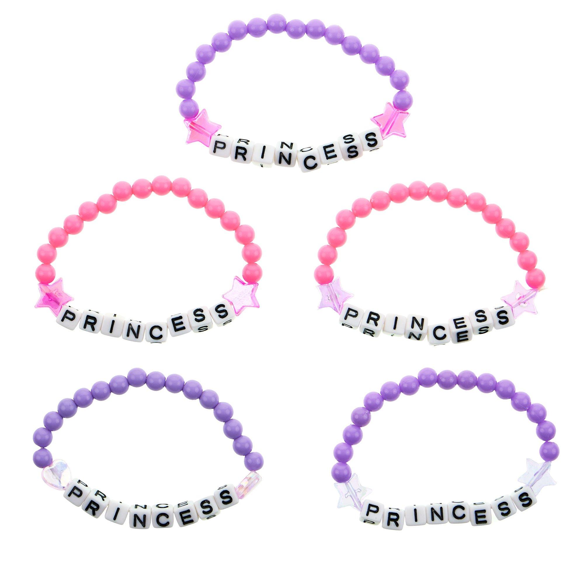 Princess Beaded Bracelets, 5pc