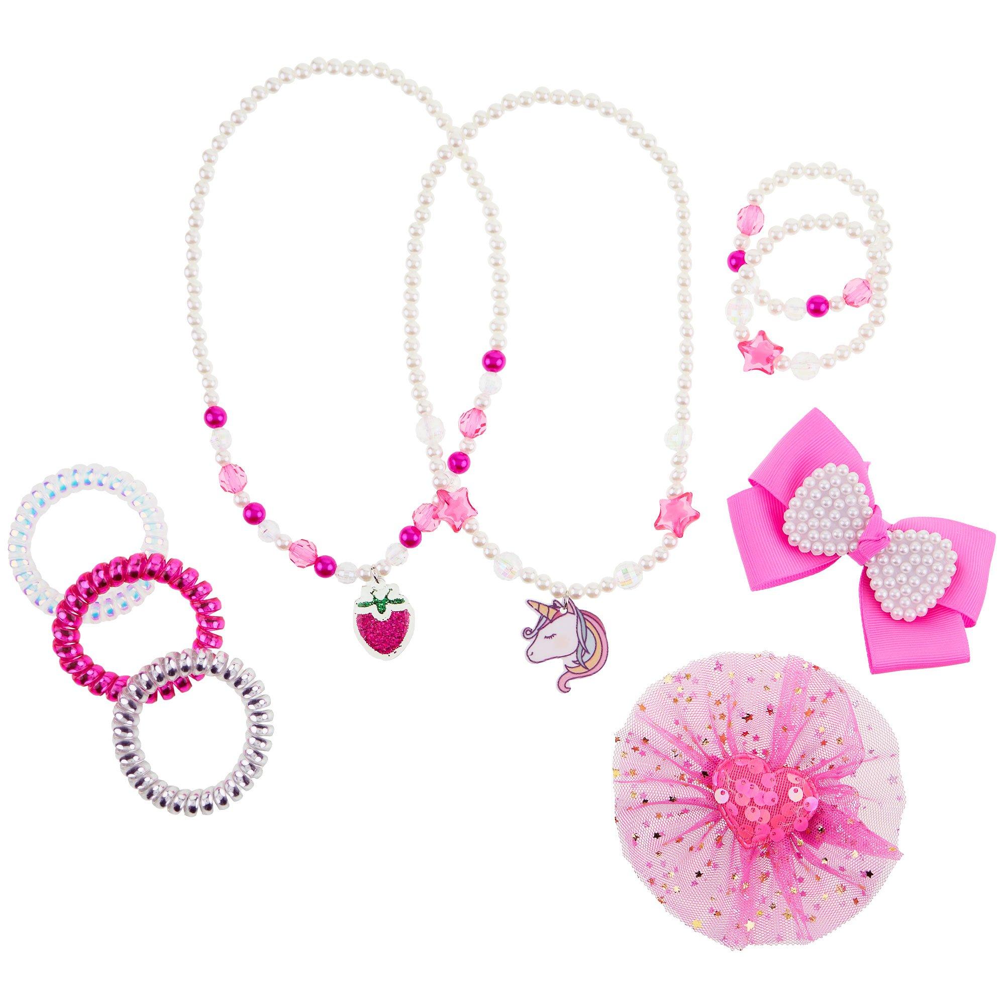 Pink Hair & Jewelry Set, 9pc