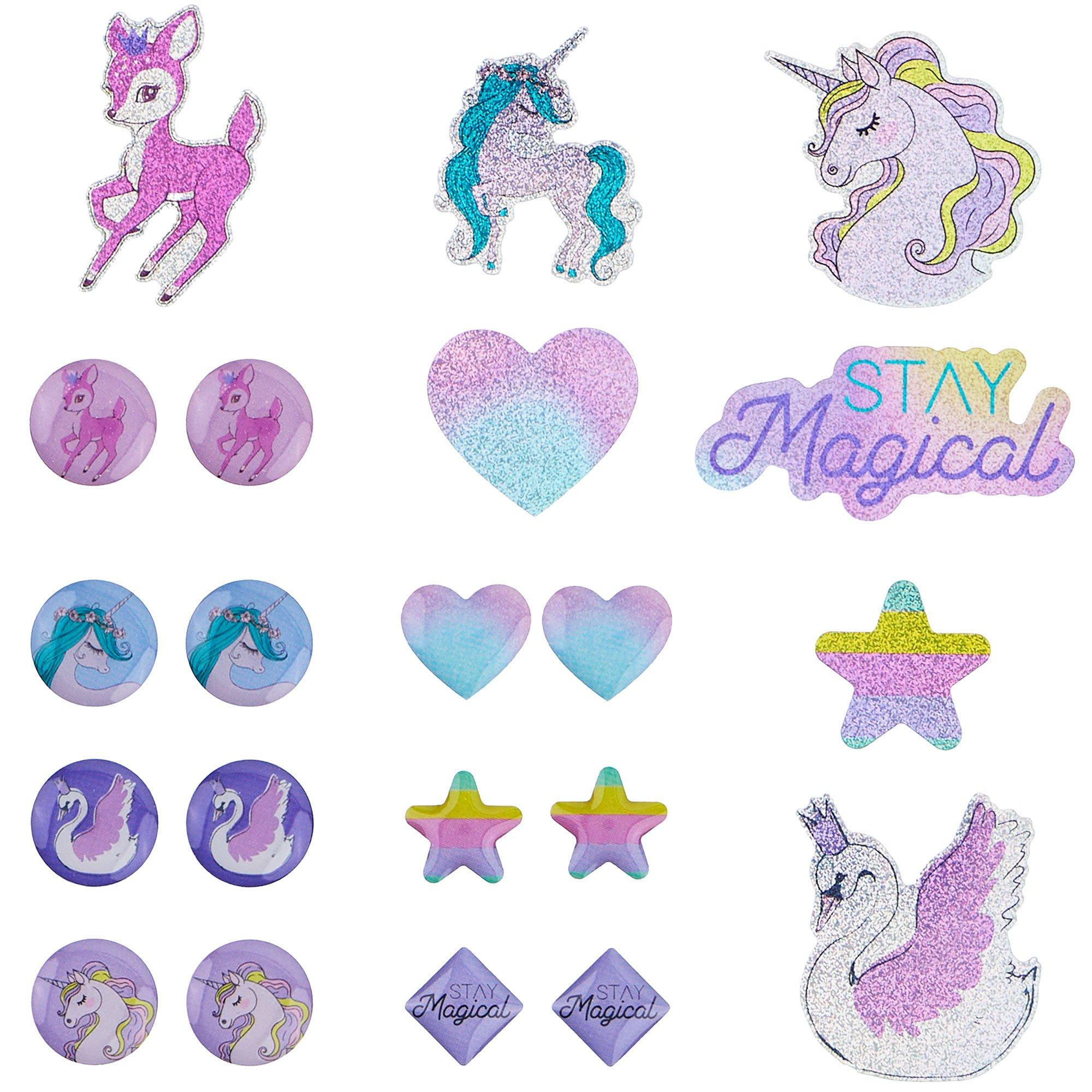 Stay Magical Stick-On Earrings & Glitter Tattoo Set, 21pc