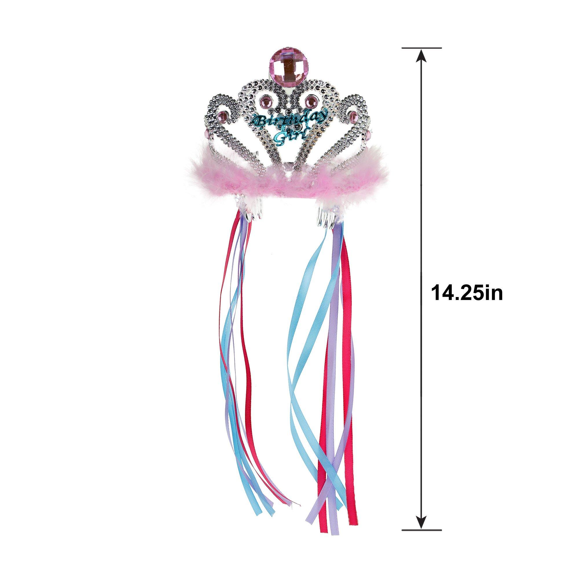 Pink Marabou Birthday Girl Tiara with Ribbons