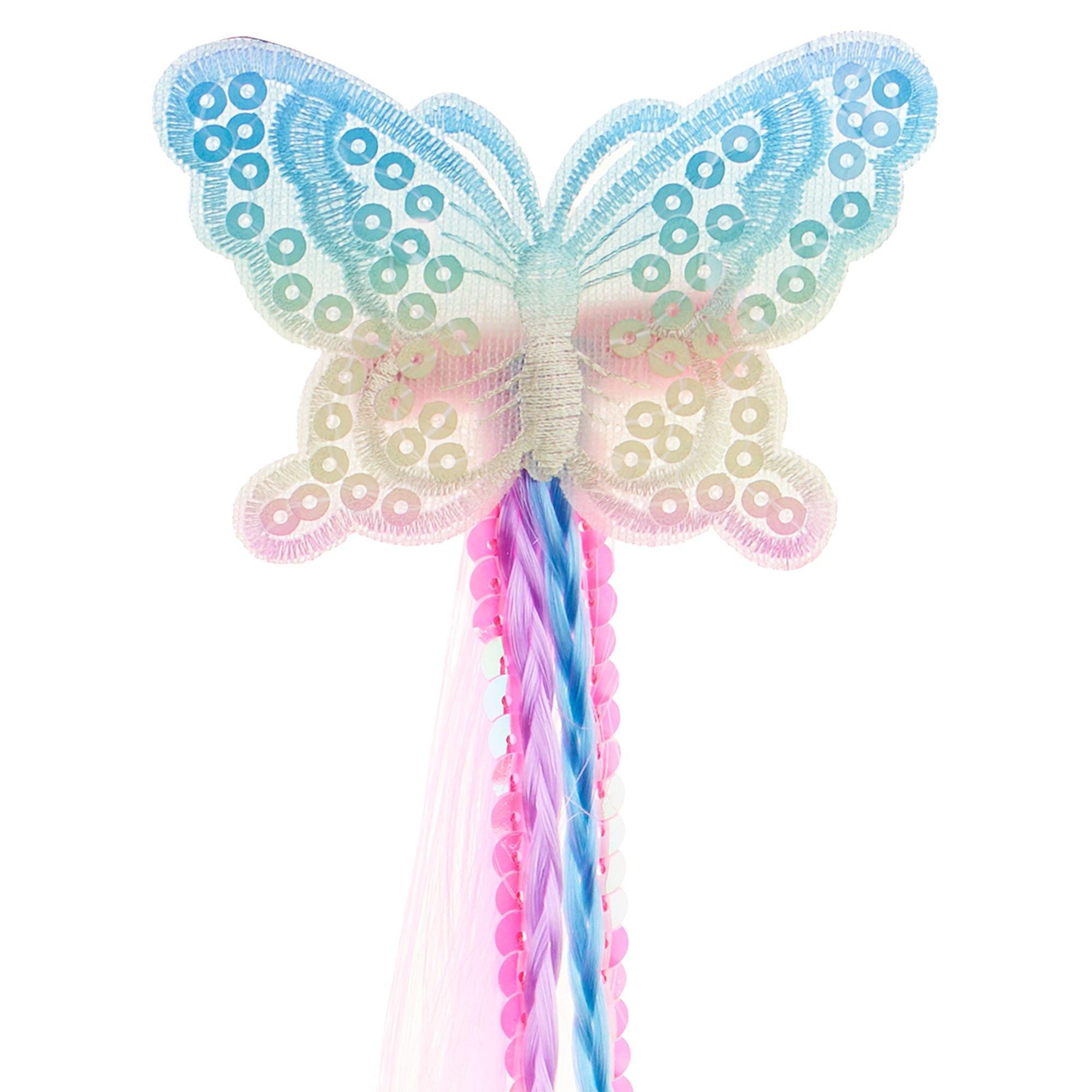 Rainbow Butterfly Hair Clip with Ribbons