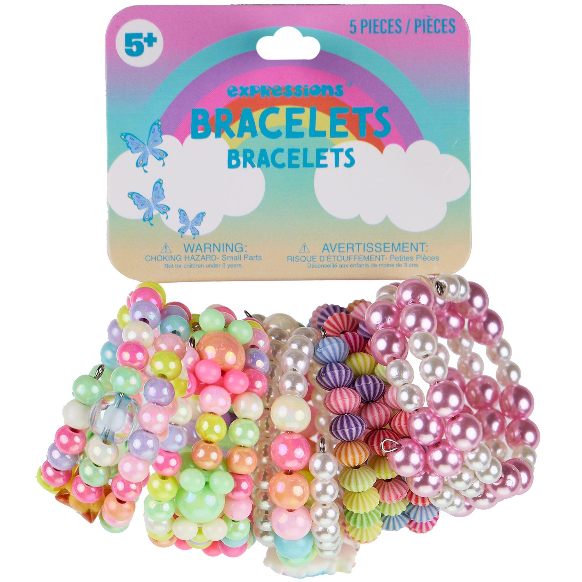 Multicolor Beaded Bracelets, 5pc