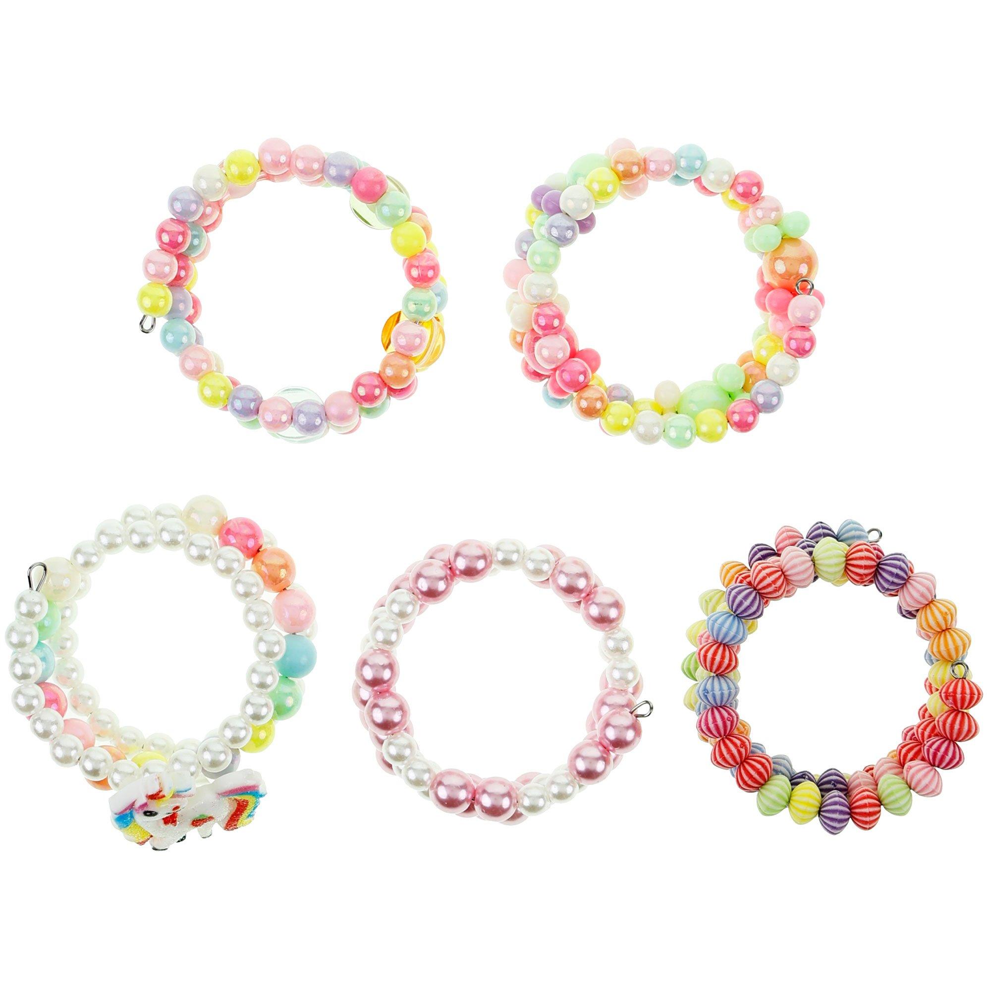 Multicolor Beaded Bracelets, 5pc