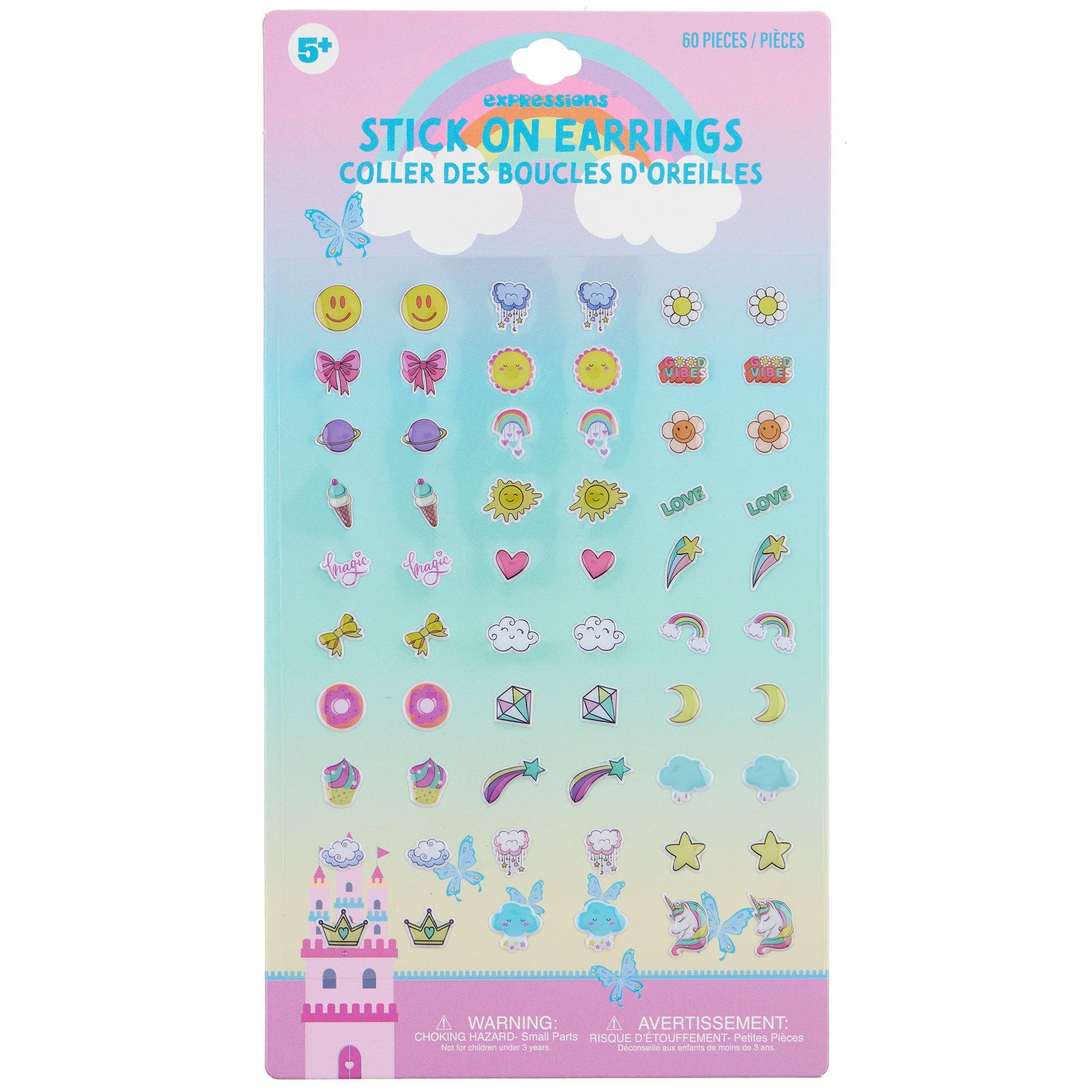 Happy Vibes Stick-On Earrings, 60pc