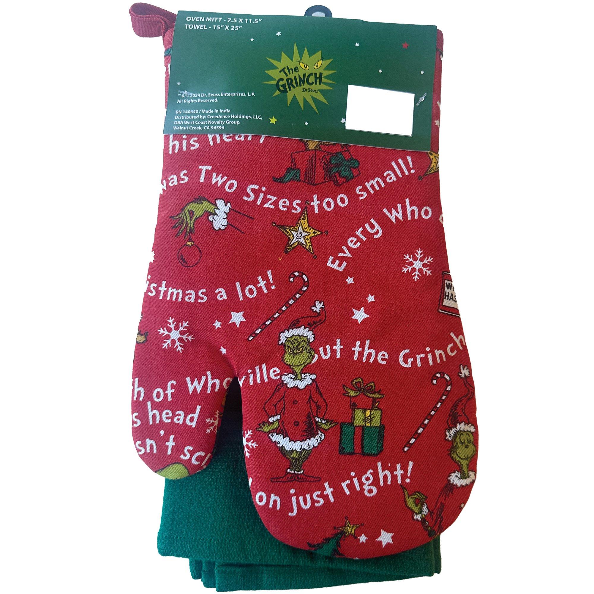 The Grinch Oven Mitt & Kitchen Towel Set, 3pc