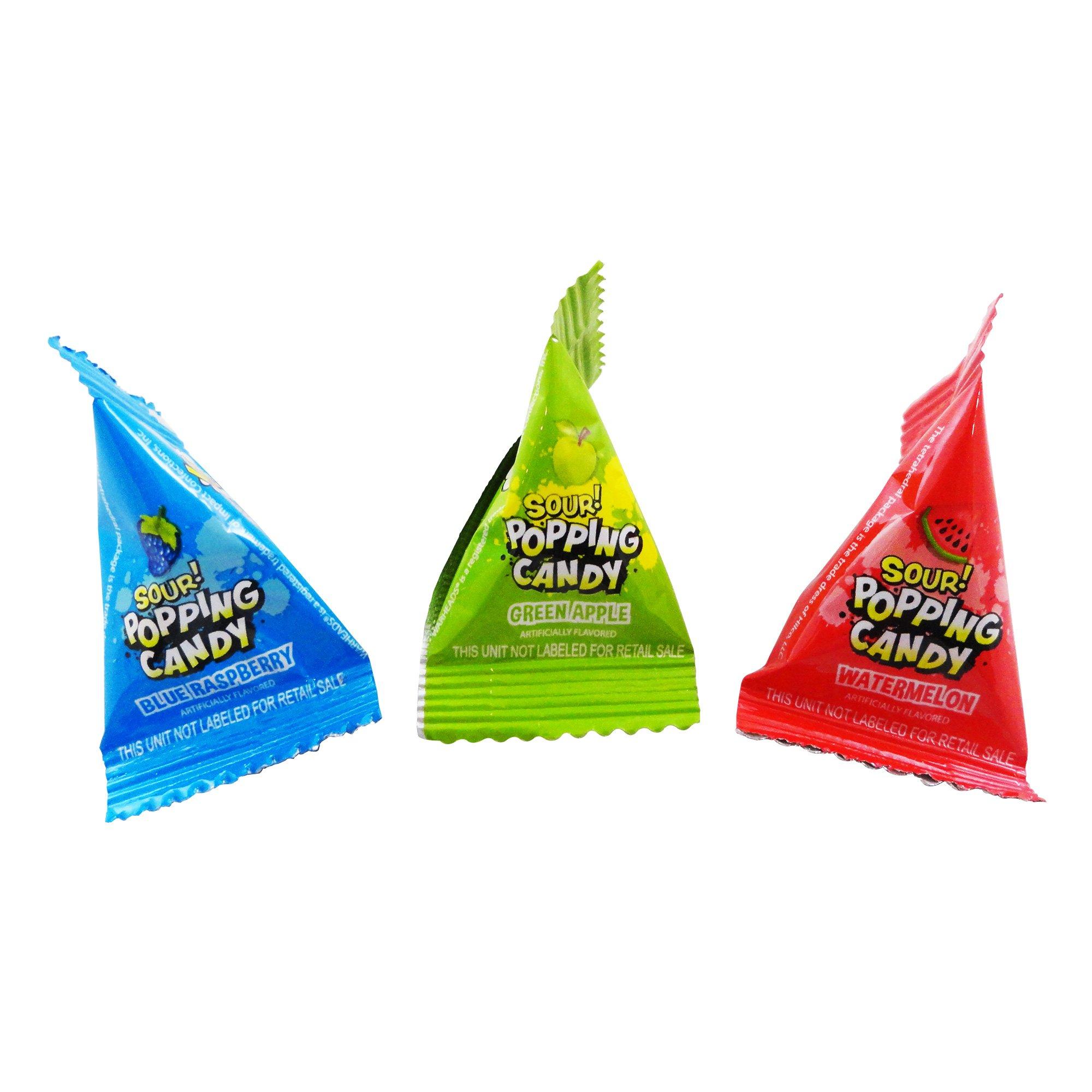 Warheads Sour Popping Candy, 8.46oz, 80pc - Blue Raspberry, Green Apple & Watermelon Flavors