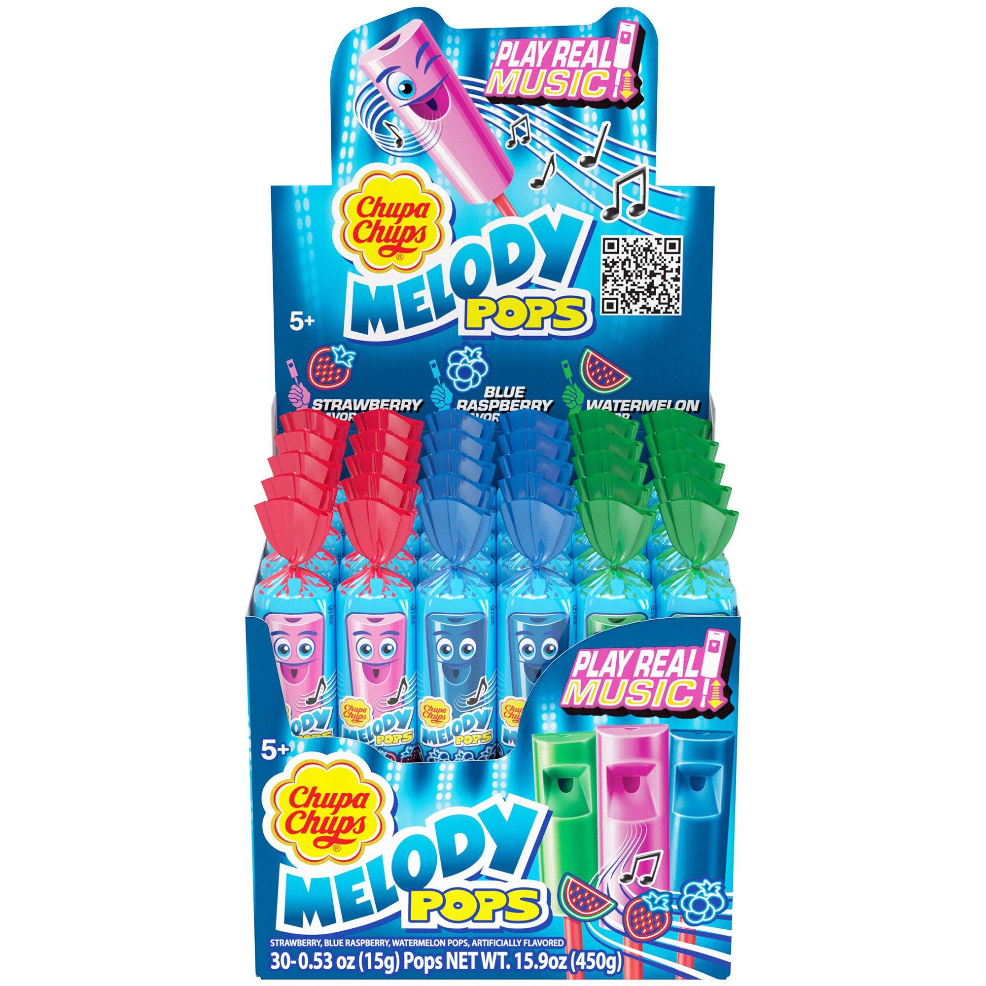 Chupa Chups Melody Pop Lollipop - Blue Raspberry, Strawberry or Watermelon