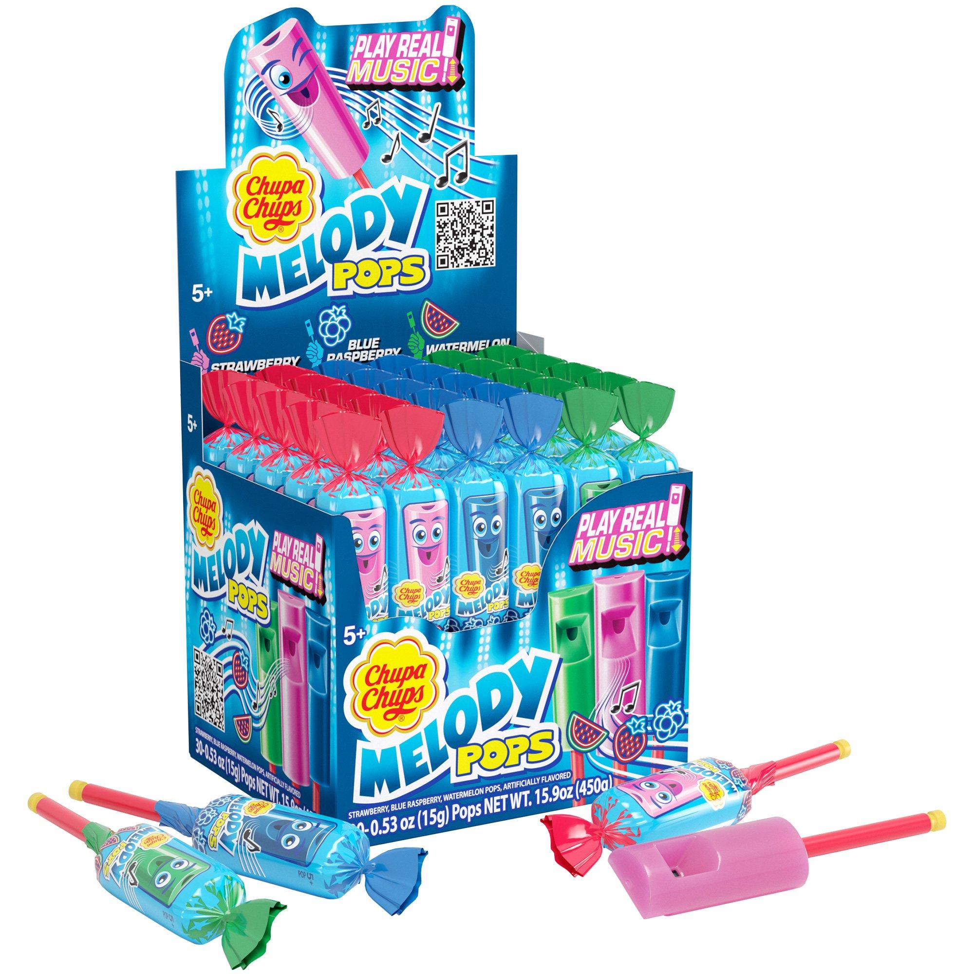 Chupa Chups Melody Pop Lollipop - Blue Raspberry, Strawberry or Watermelon