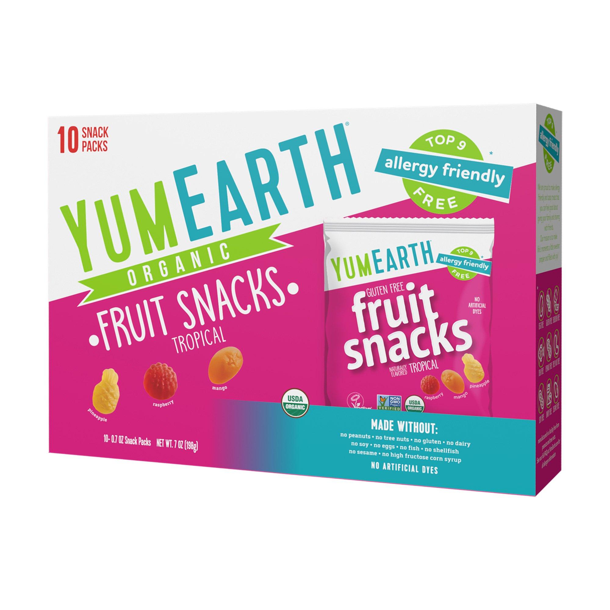 YumEarth Organic Fruit Snacks, 10 Pouches - Tropical Flavors