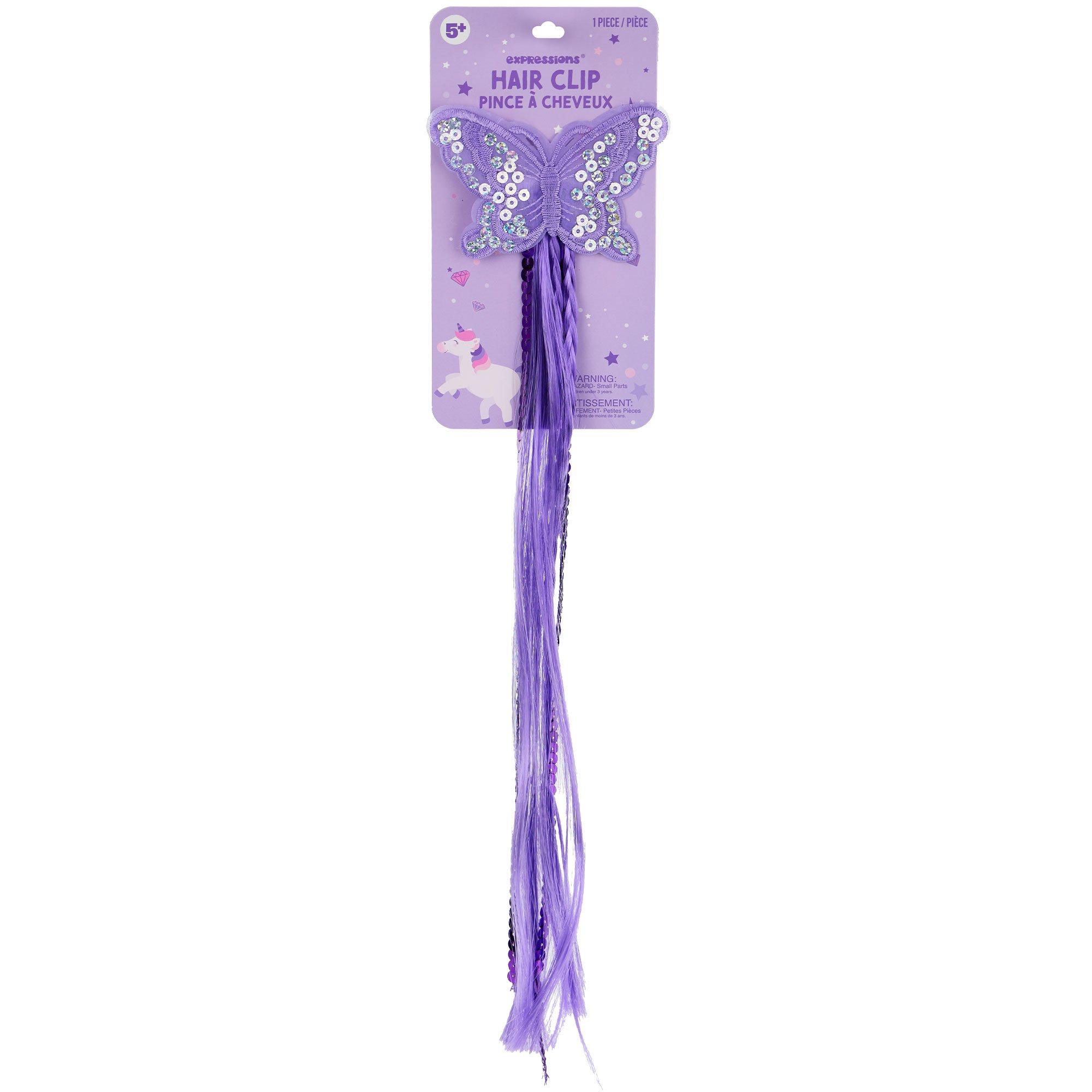 Purple Butterfly Hair Clip with Ribbons