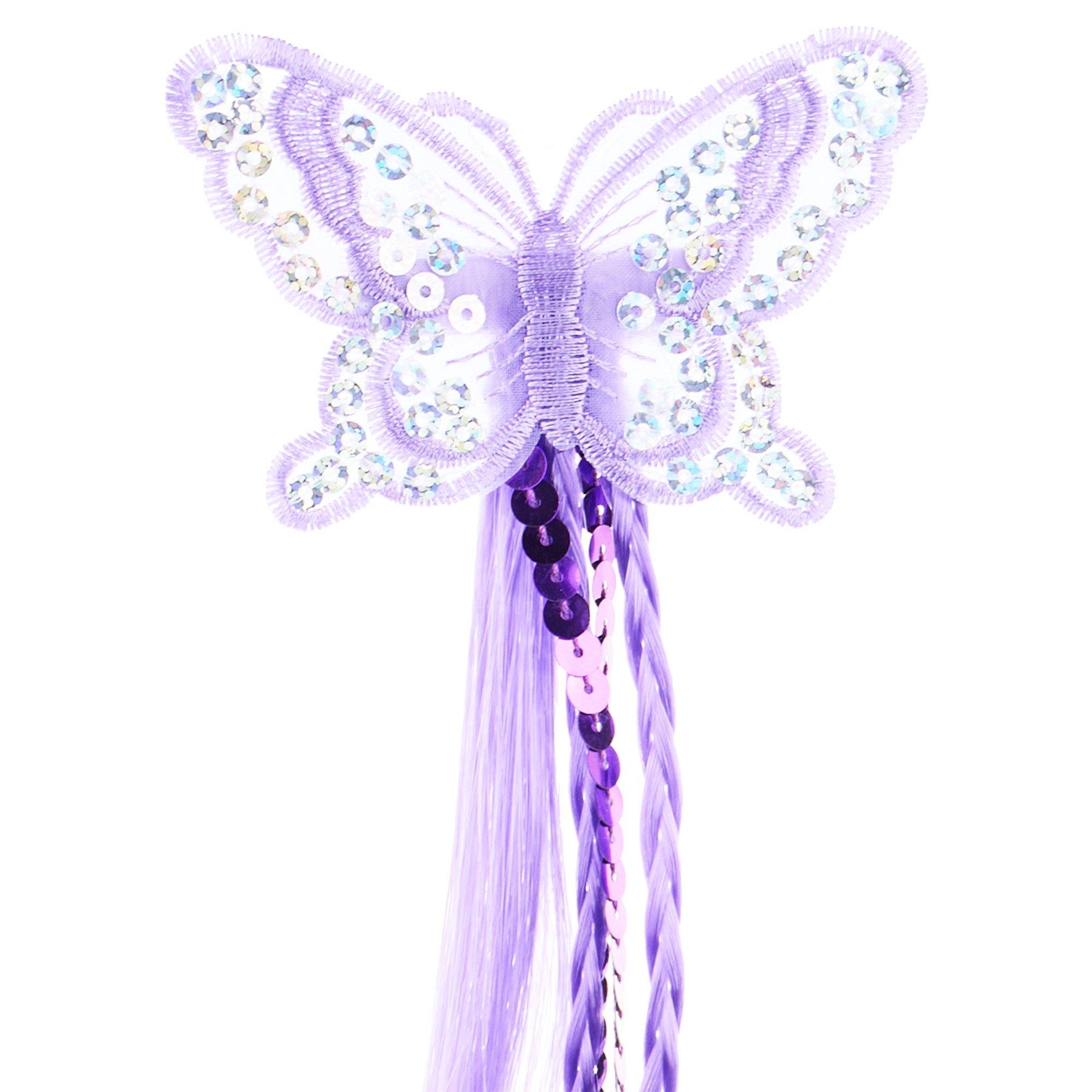 Purple Butterfly Hair Clip with Ribbons