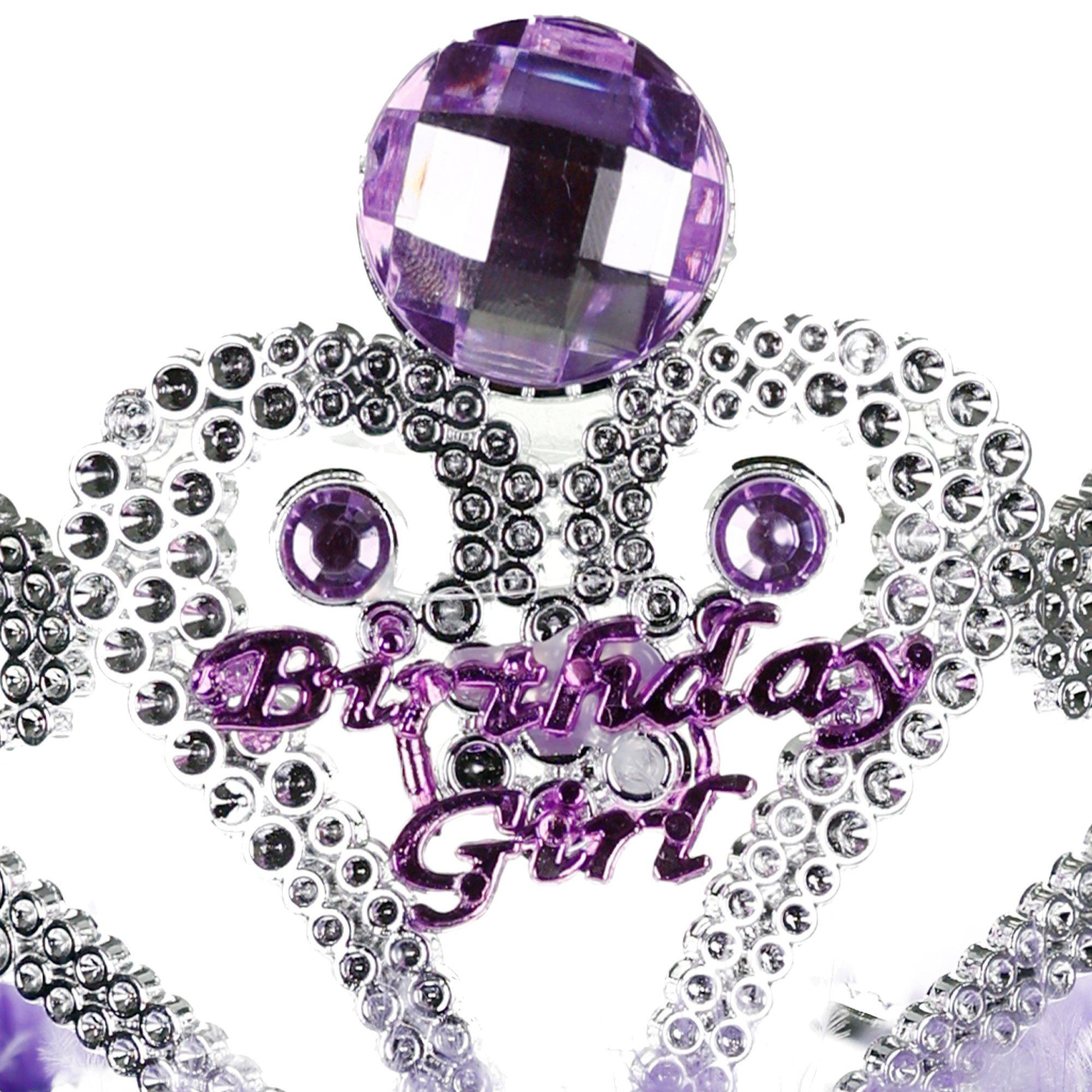 Purple Marabou Birthday Girl Tiara with Ribbons