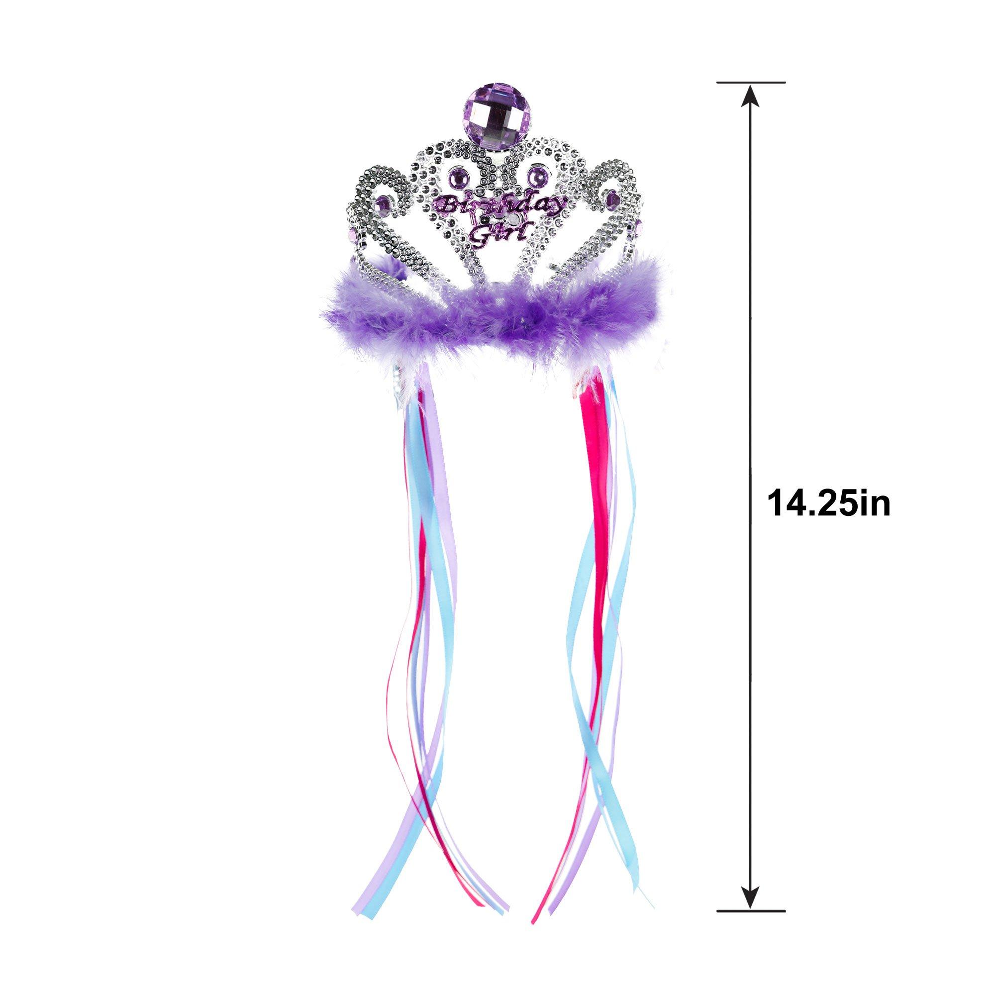 Purple Marabou Birthday Girl Tiara with Ribbons