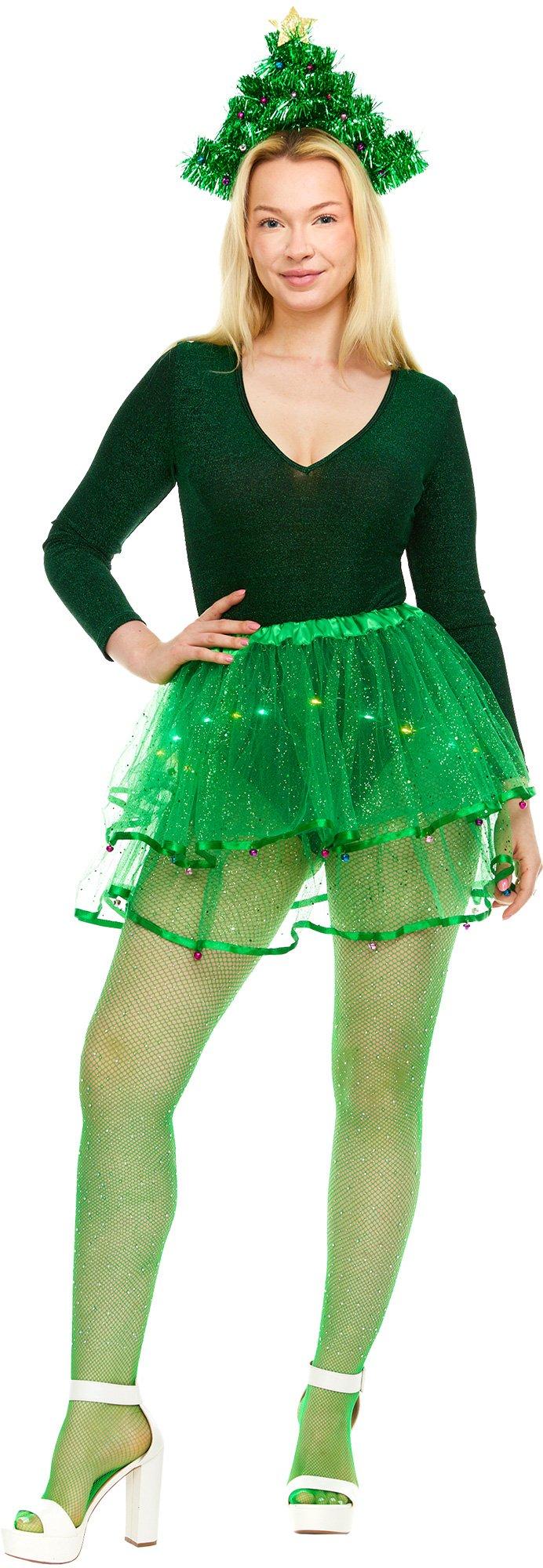 Adult Christmas Tree Tutu & Headband Costume Accessory Kit